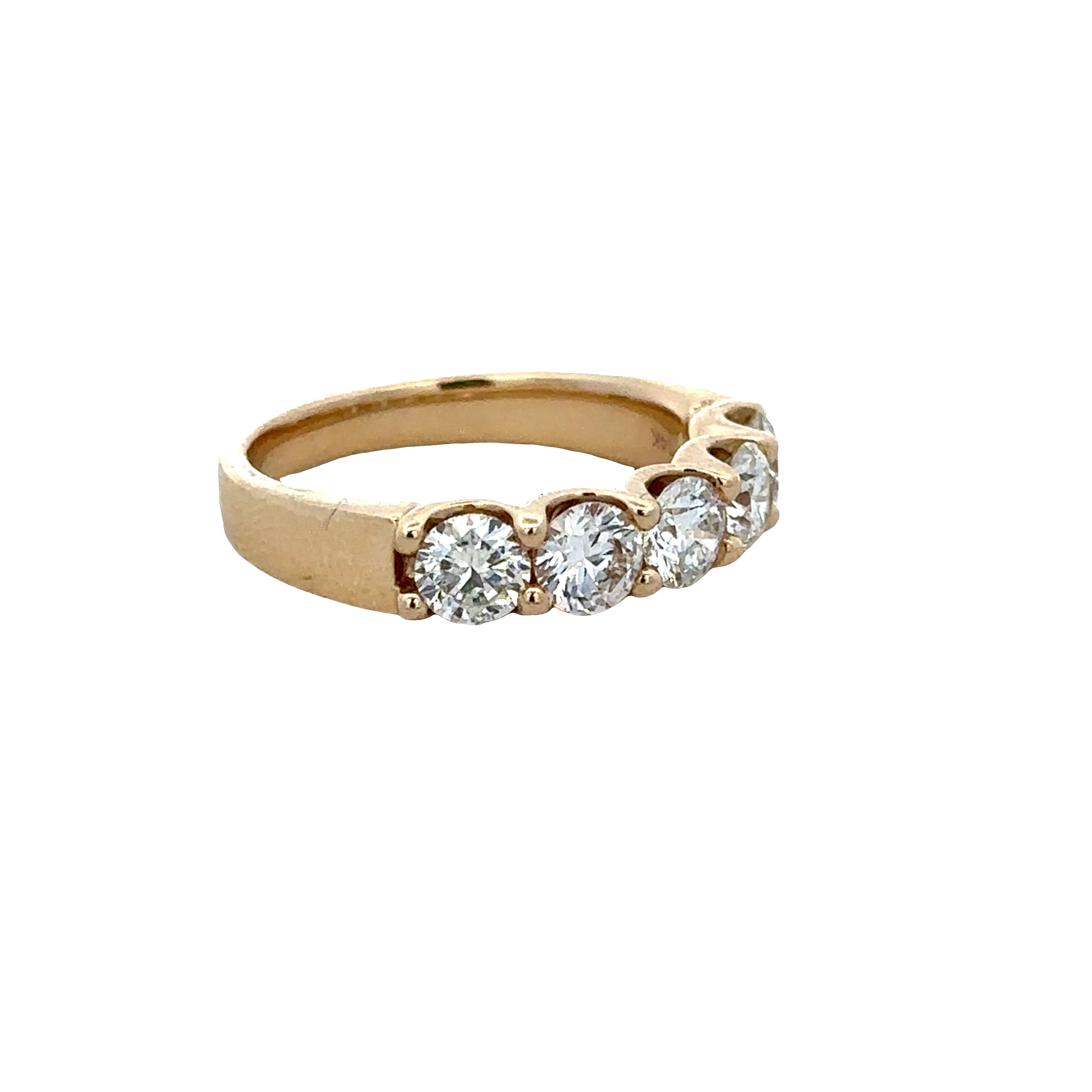 14k Yellow Gold Five-Stone Diamond Wedding Band – Size 6.5