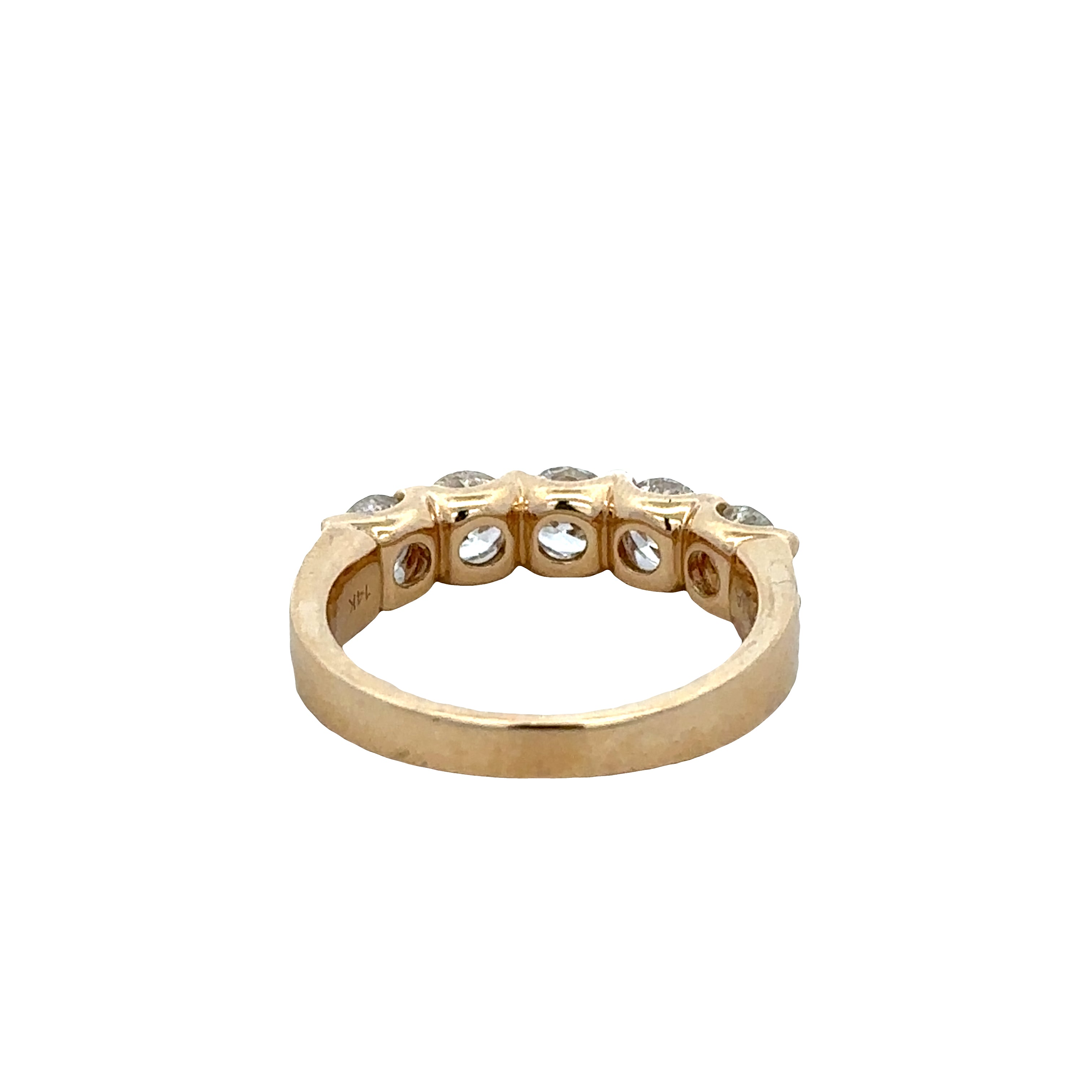 14k Yellow Gold Five-Stone Diamond Wedding Band – Size 6.5