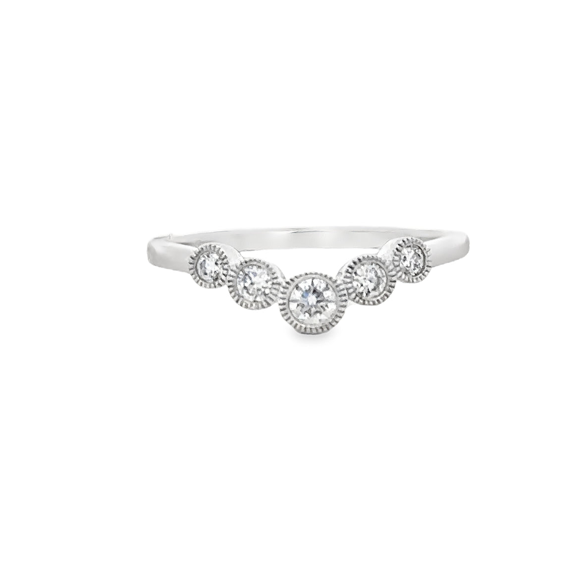 Curved Diamond Bezel Band in White Gold