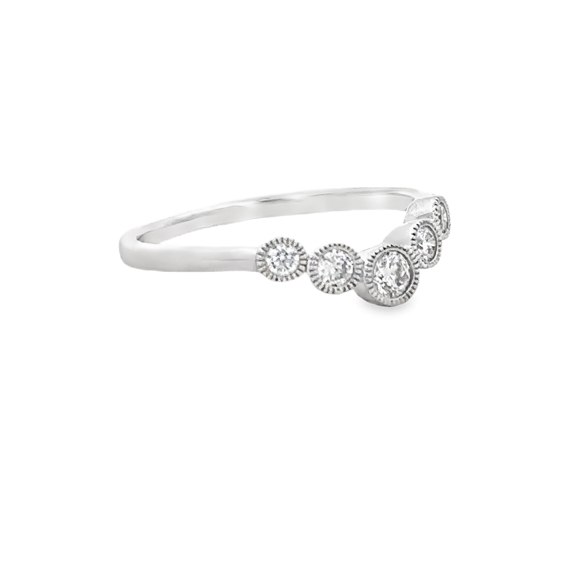 Curved Diamond Bezel Band in White Gold