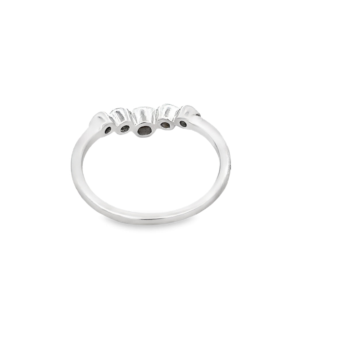 Curved Diamond Bezel Band in White Gold