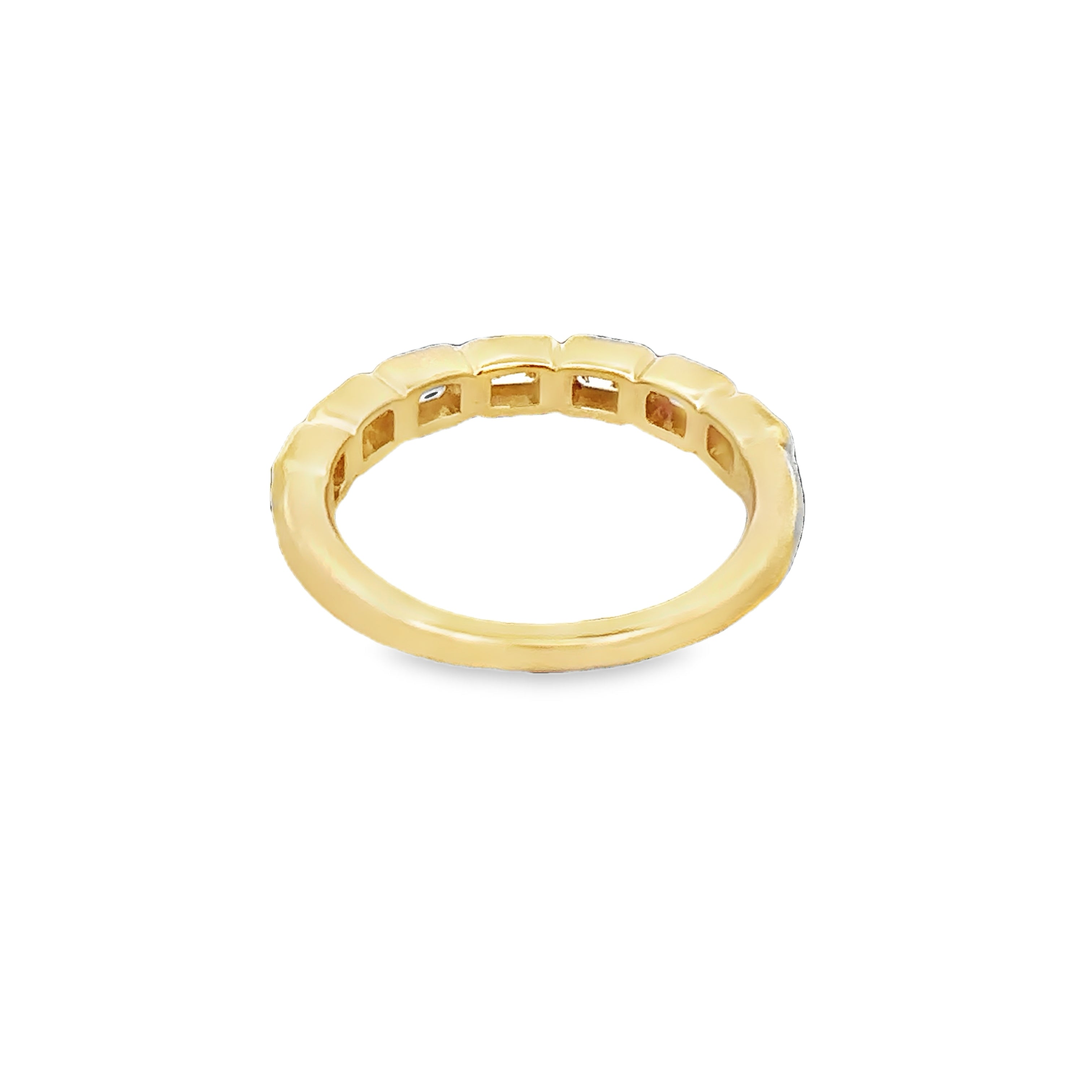 Bezel Set Emerald Cut Diamond Band in Yellow Gold