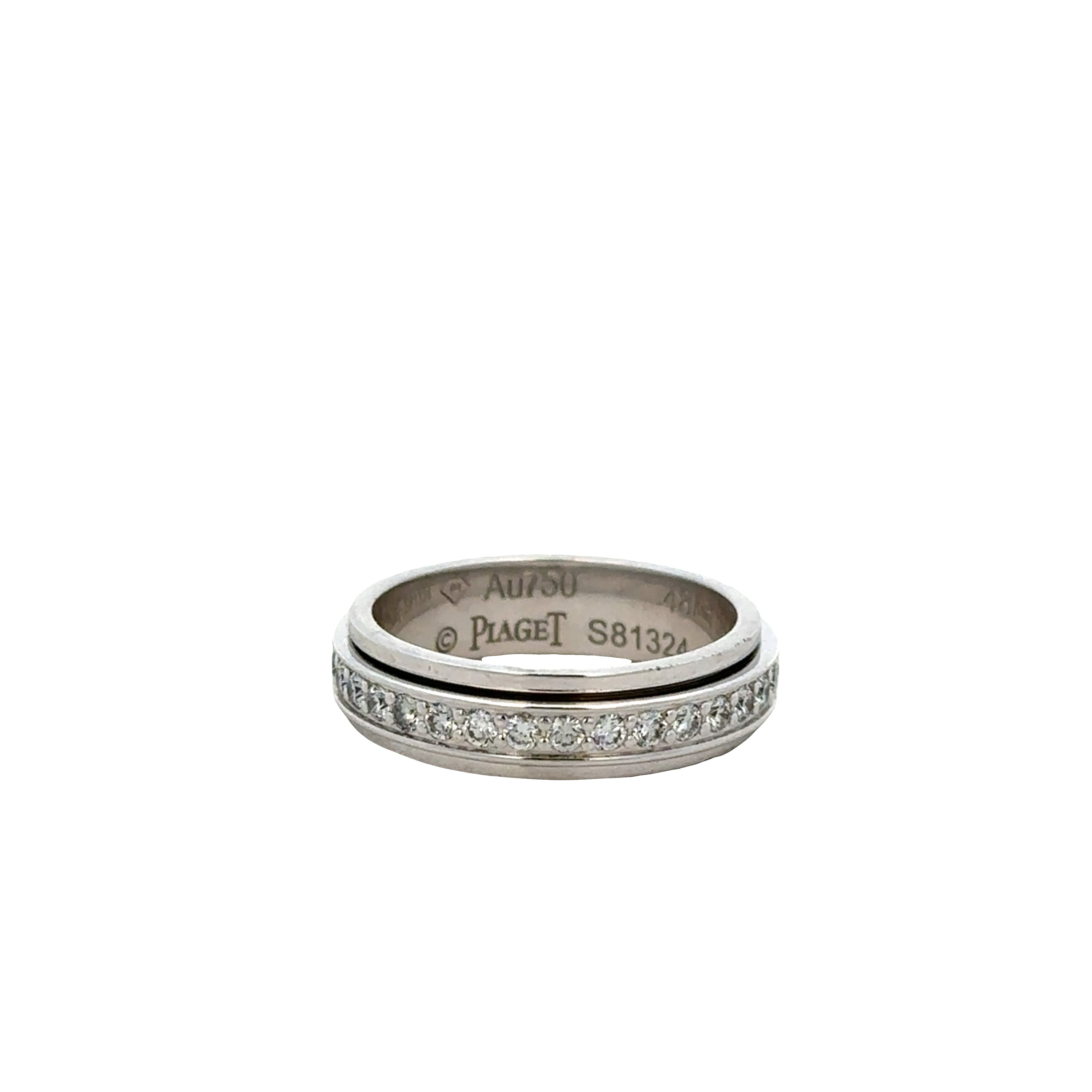 Pre-Owned Piaget 18k White Gold Diamond Spinner Band Ring – Size 4.5
