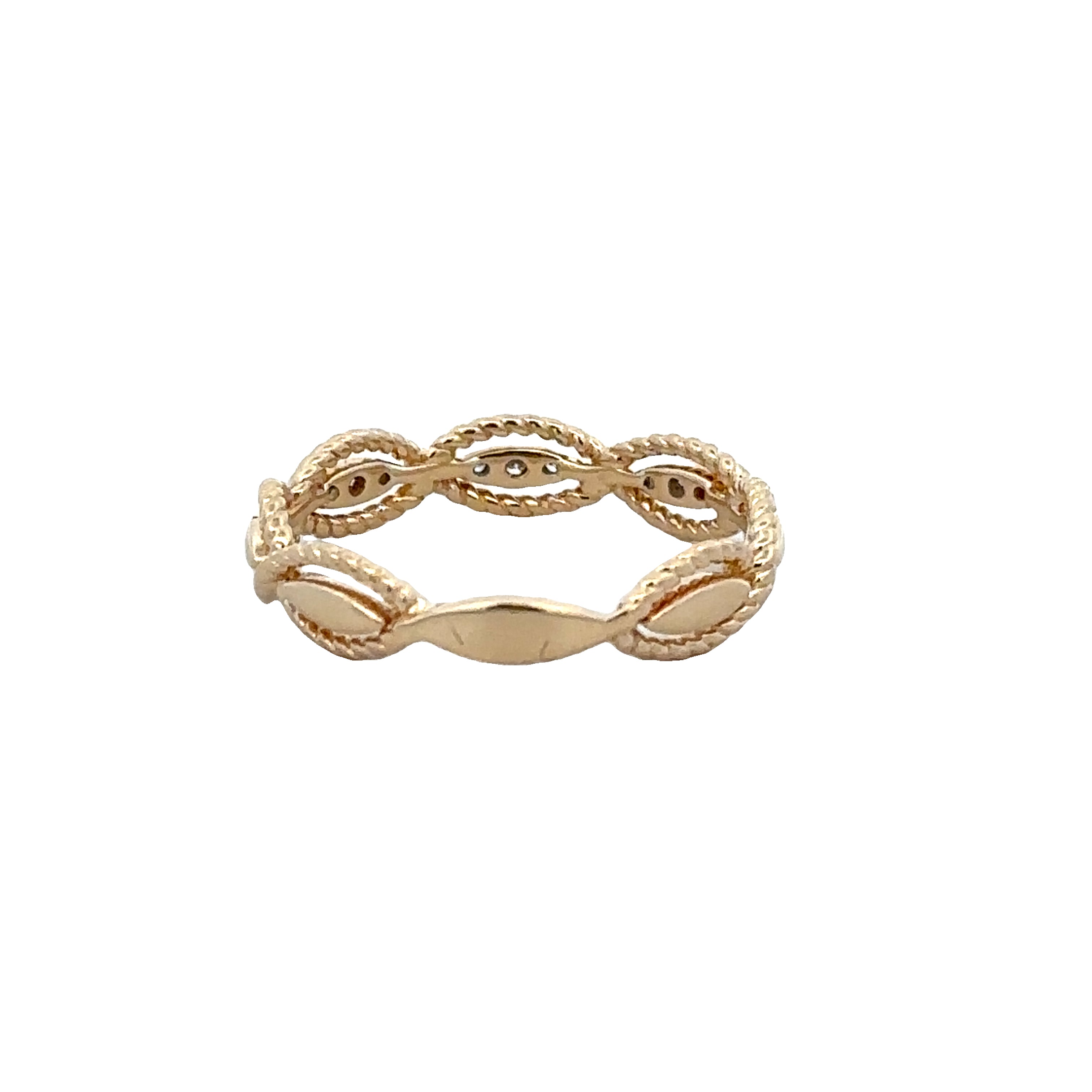 Rope Accented Diamond Band in Yellow Gold