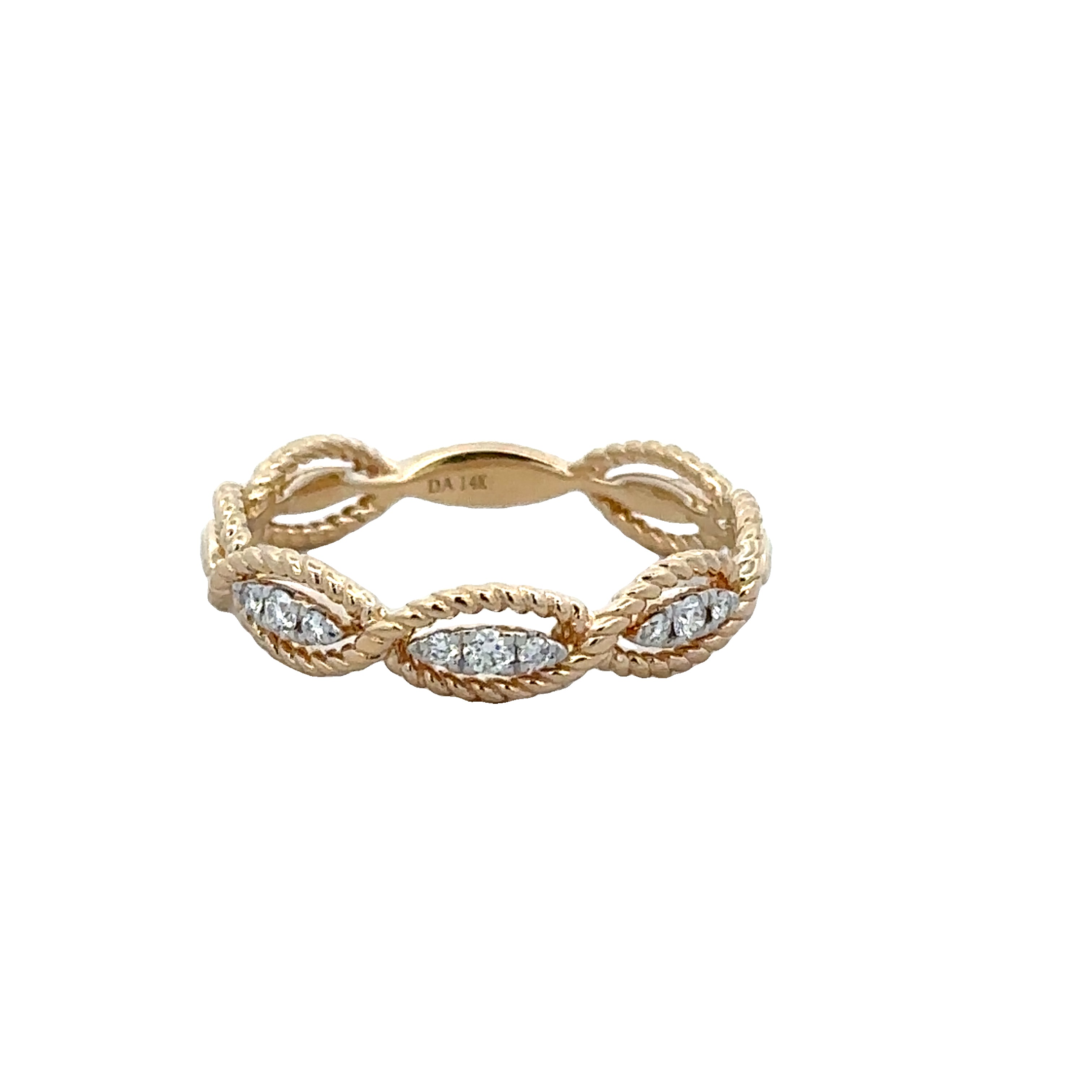 Rope Accented Diamond Band in Yellow Gold