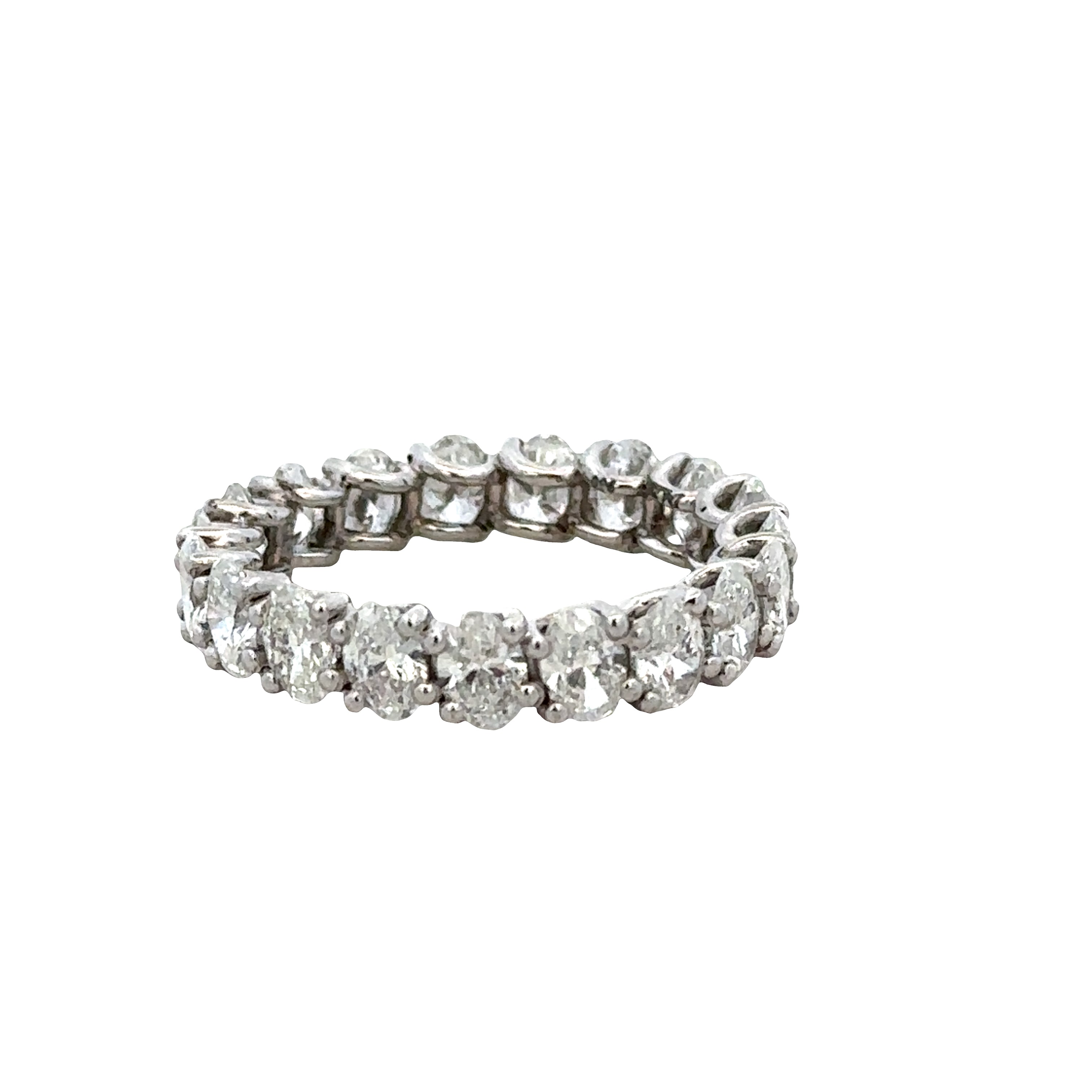 Platinum 3.55 Carat Oval Diamond Diagonal Wedding Band – Size 7
