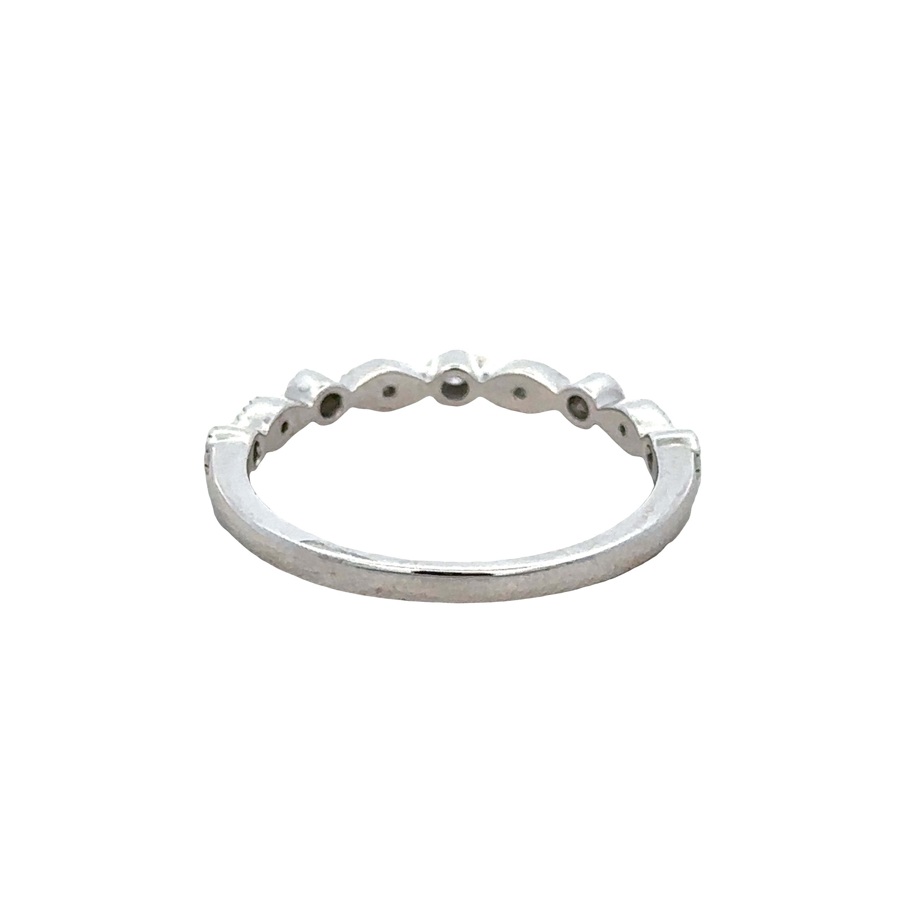 14k White Gold 0.10 Carat Diamond Milgrain Alternating Wedding Band – Size 6.25