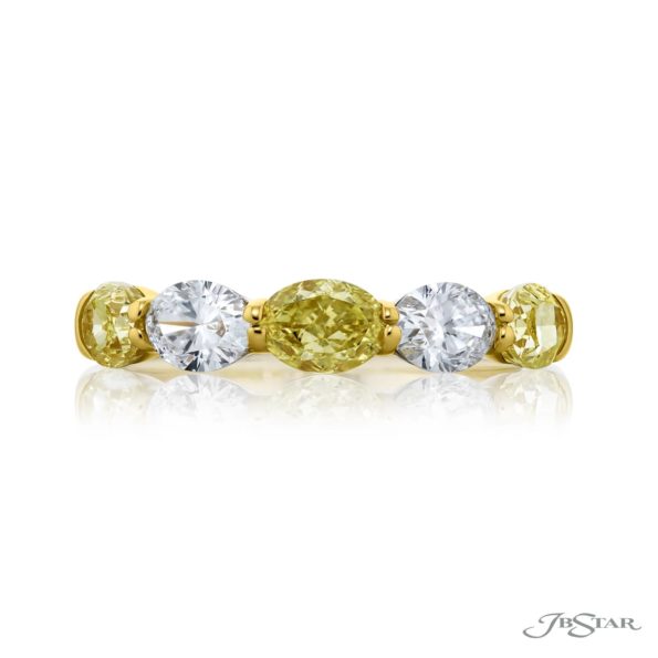 JB Star Platinum & 18k Yellow Gold Fancy Yellow and White Diamond Band – Size 6.5