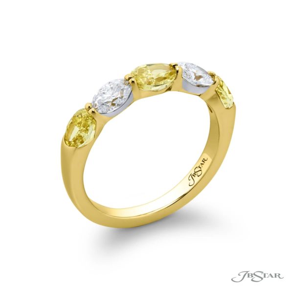 JB Star Platinum & 18k Yellow Gold Fancy Yellow and White Diamond Band – Size 6.5