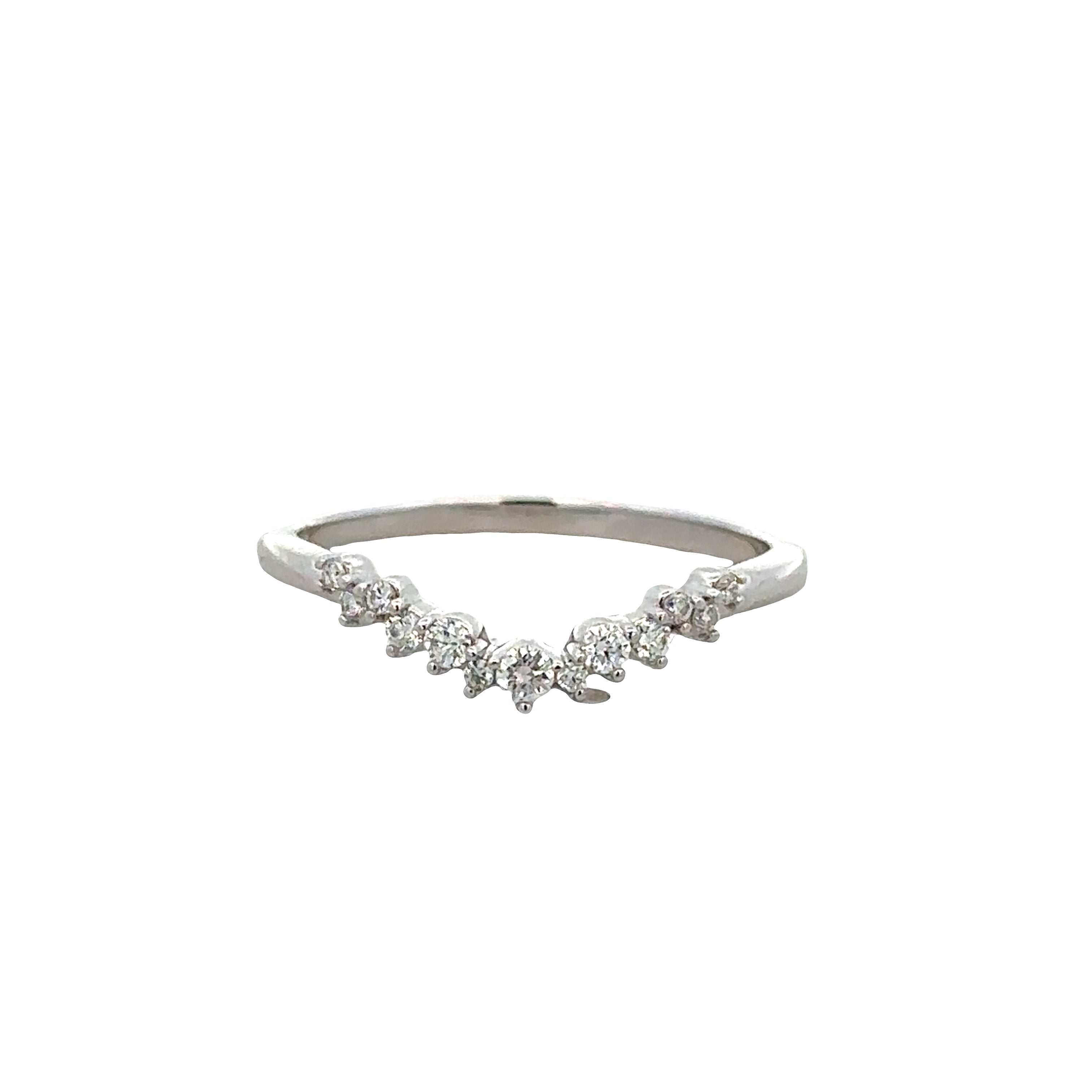 14k White Gold Contoured Diamond Band – Size 7