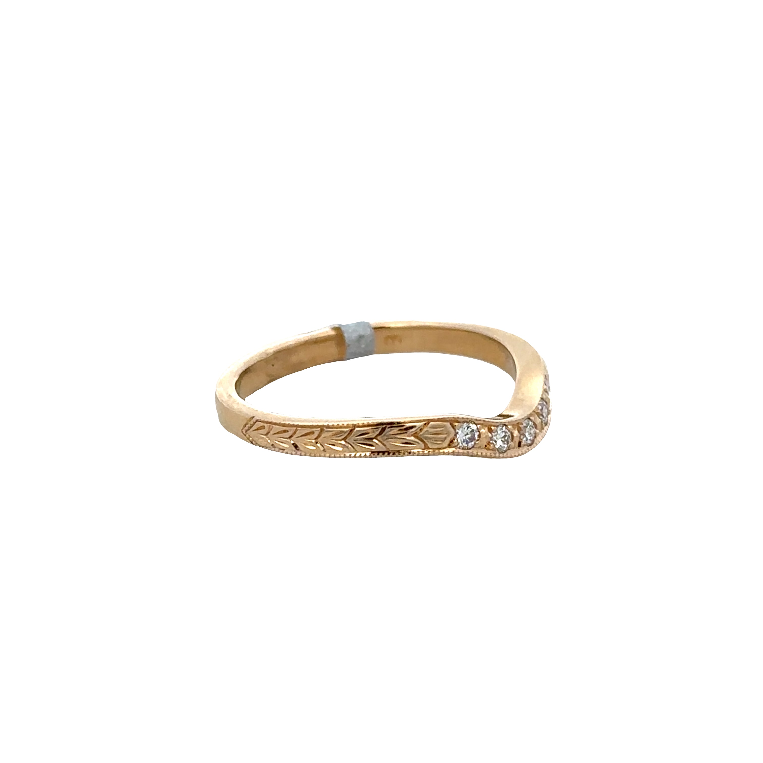 14k Yellow Gold Curved Contoured Diamond Band – Size 6.75