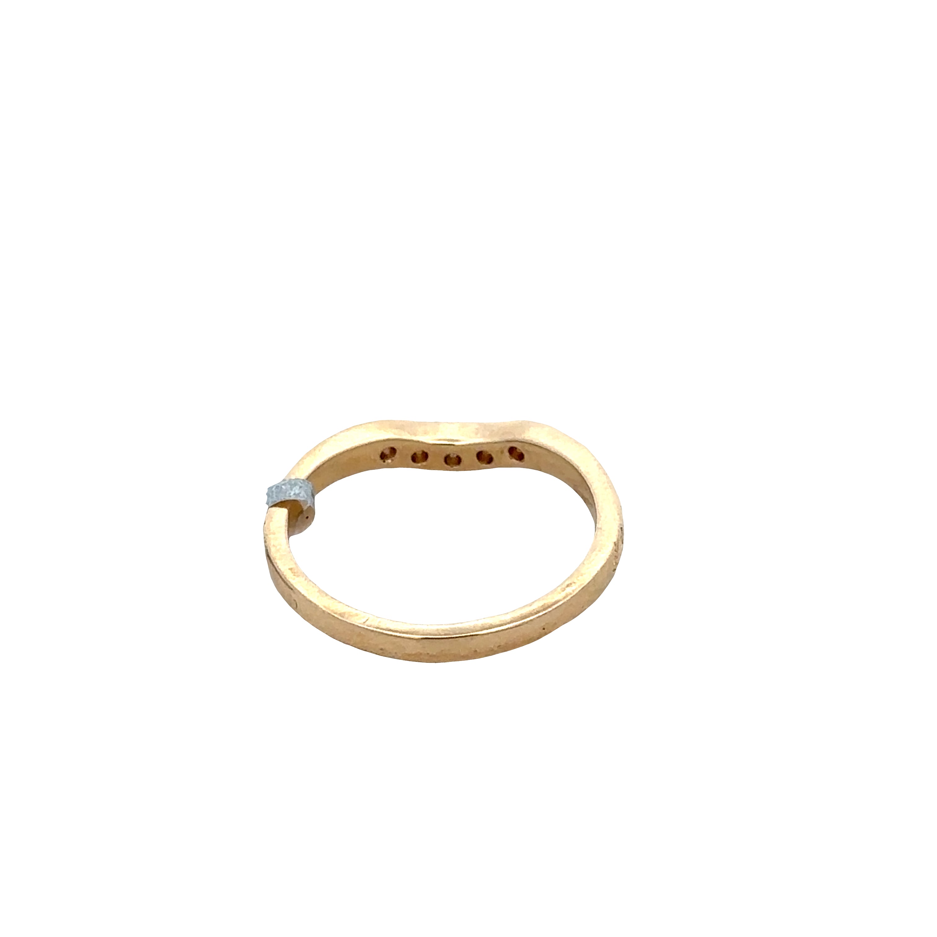 14k Yellow Gold Curved Contoured Diamond Band – Size 6.75