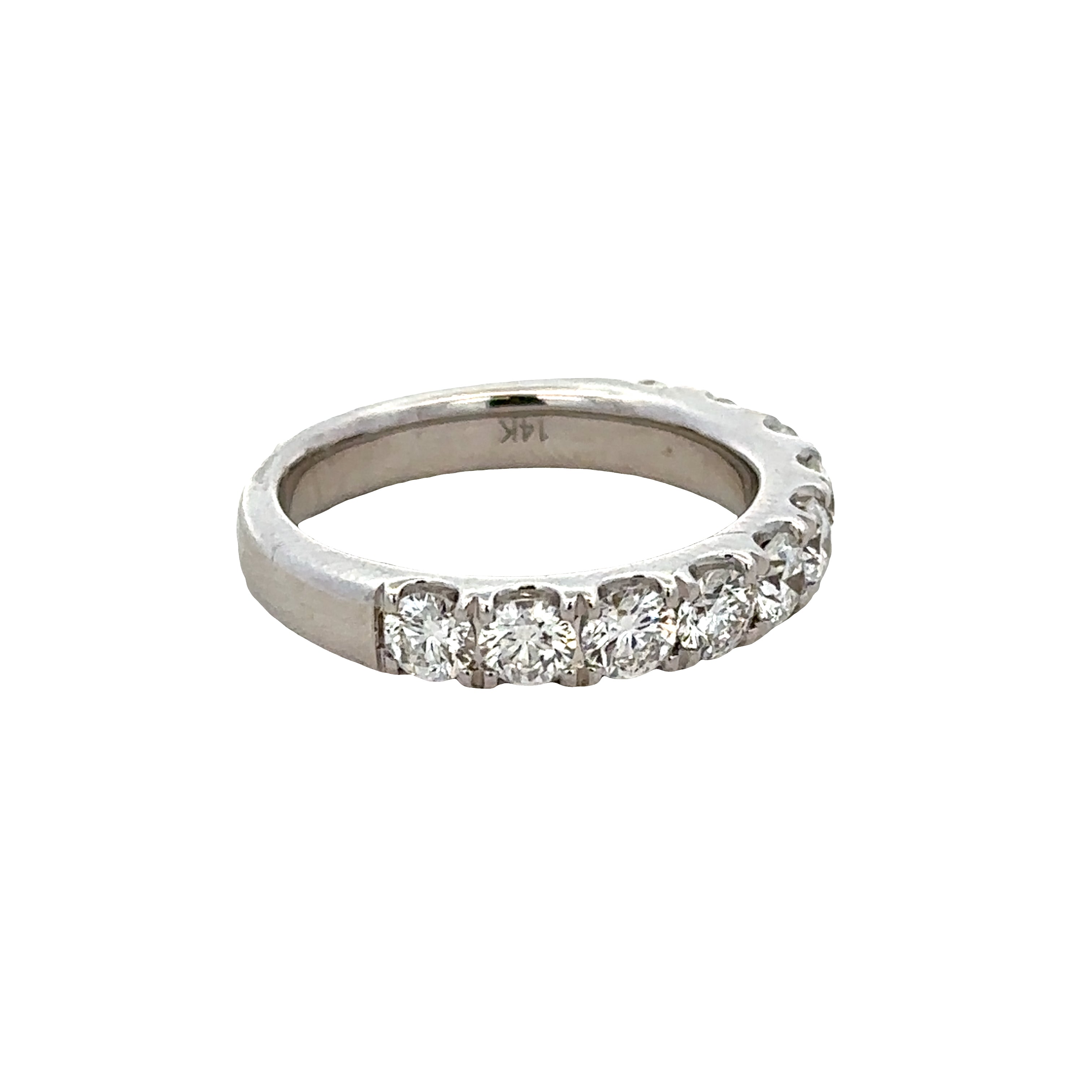 14k White Gold 1.60 Carat Diamond Wedding Band – Size 6.5