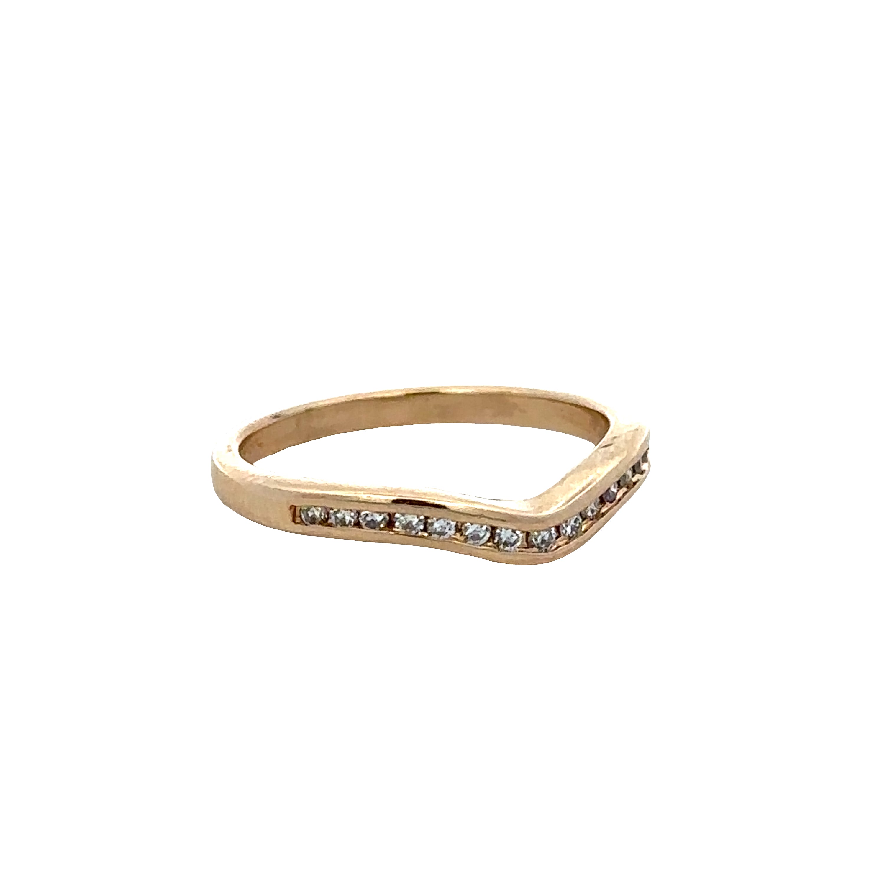 Estate A. Jaffe 14k Yellow Gold Diamond Curved Band – Size 6