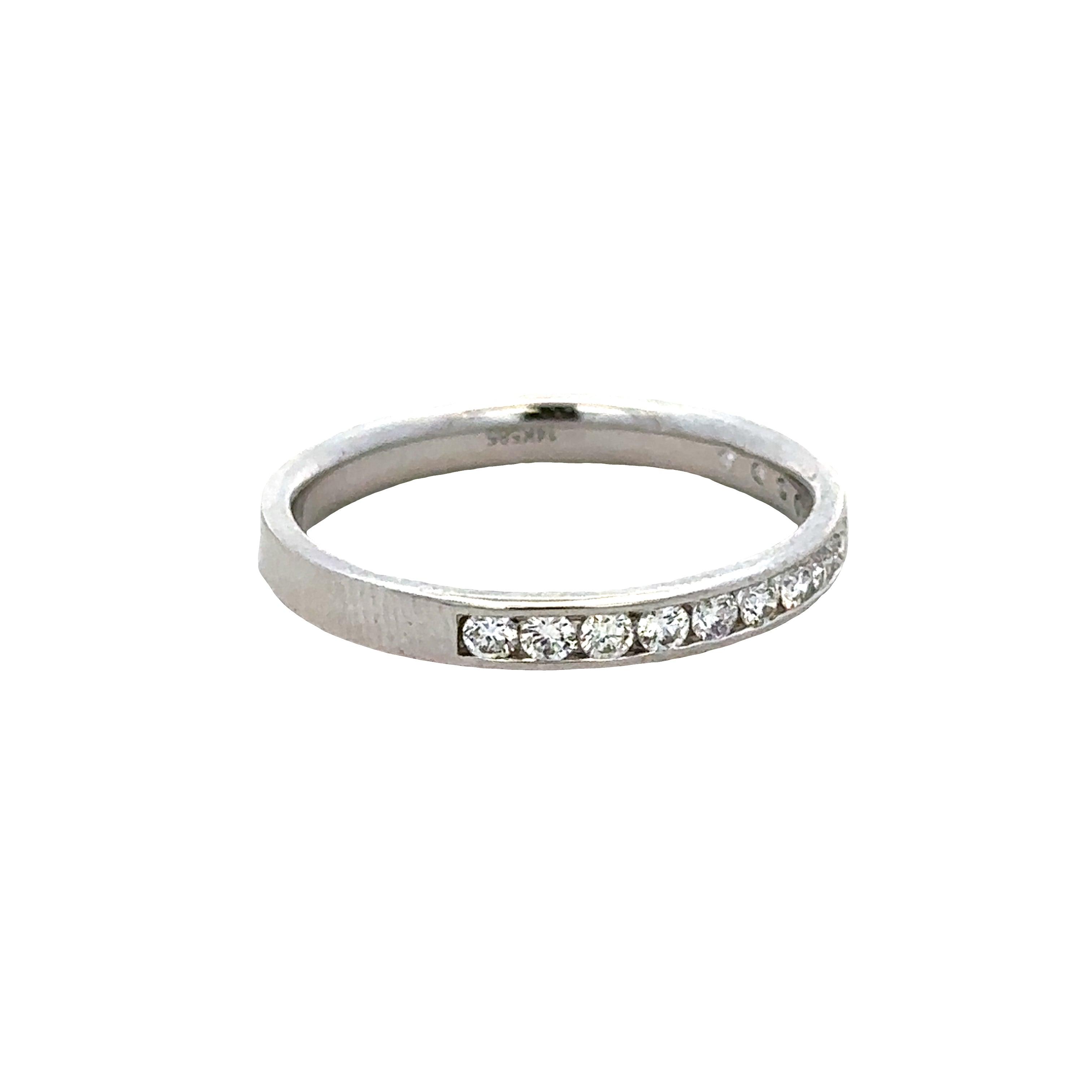 14k White Gold Diamond Wedding Band – Size 6.25