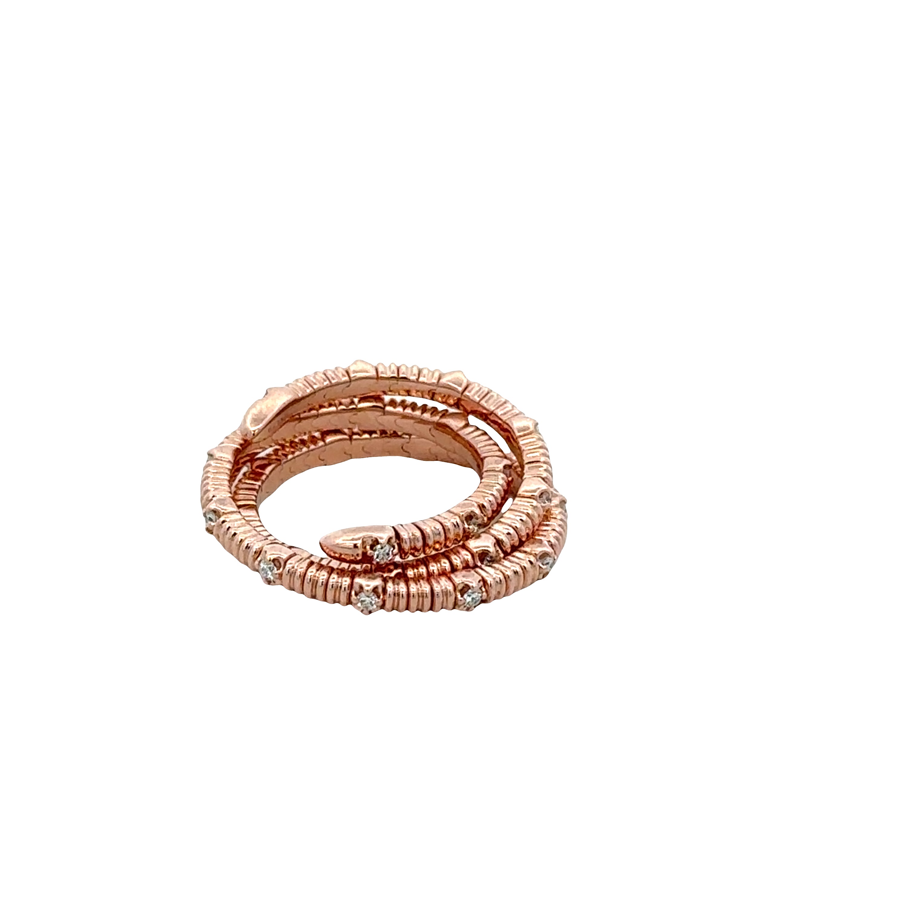 14k Rose Gold Diamond Flexible Coiled Band – Size 6.5–8.5