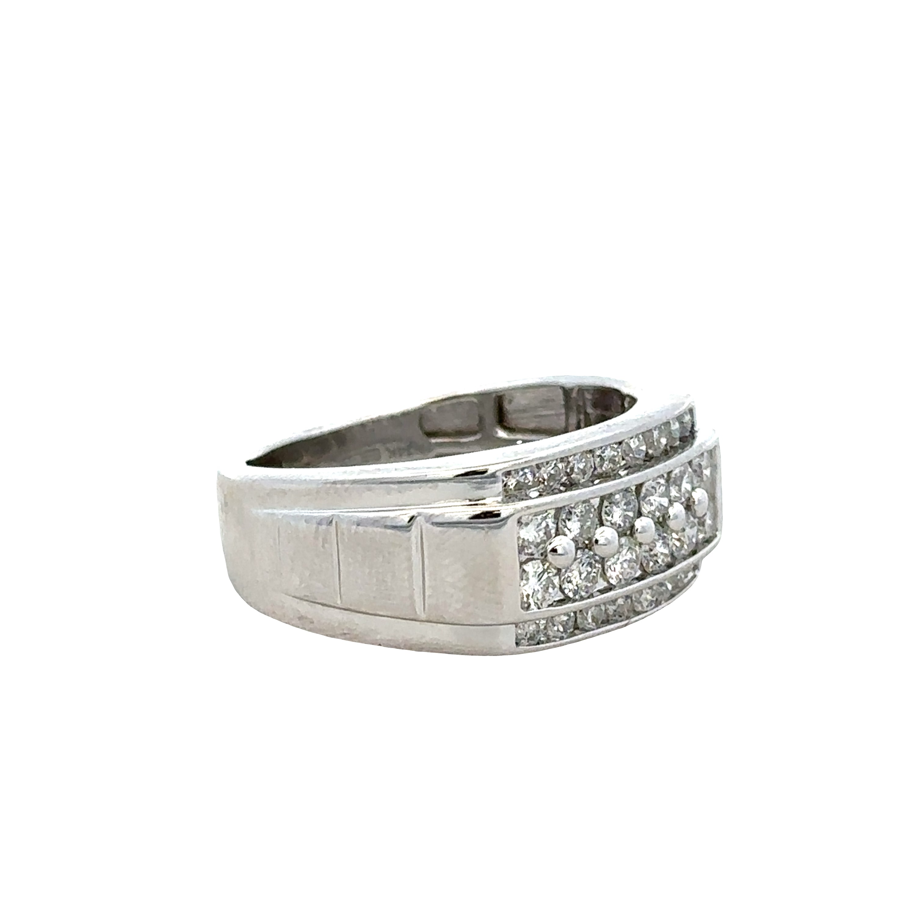 14k White Gold Diamond Band Ring – Size 9