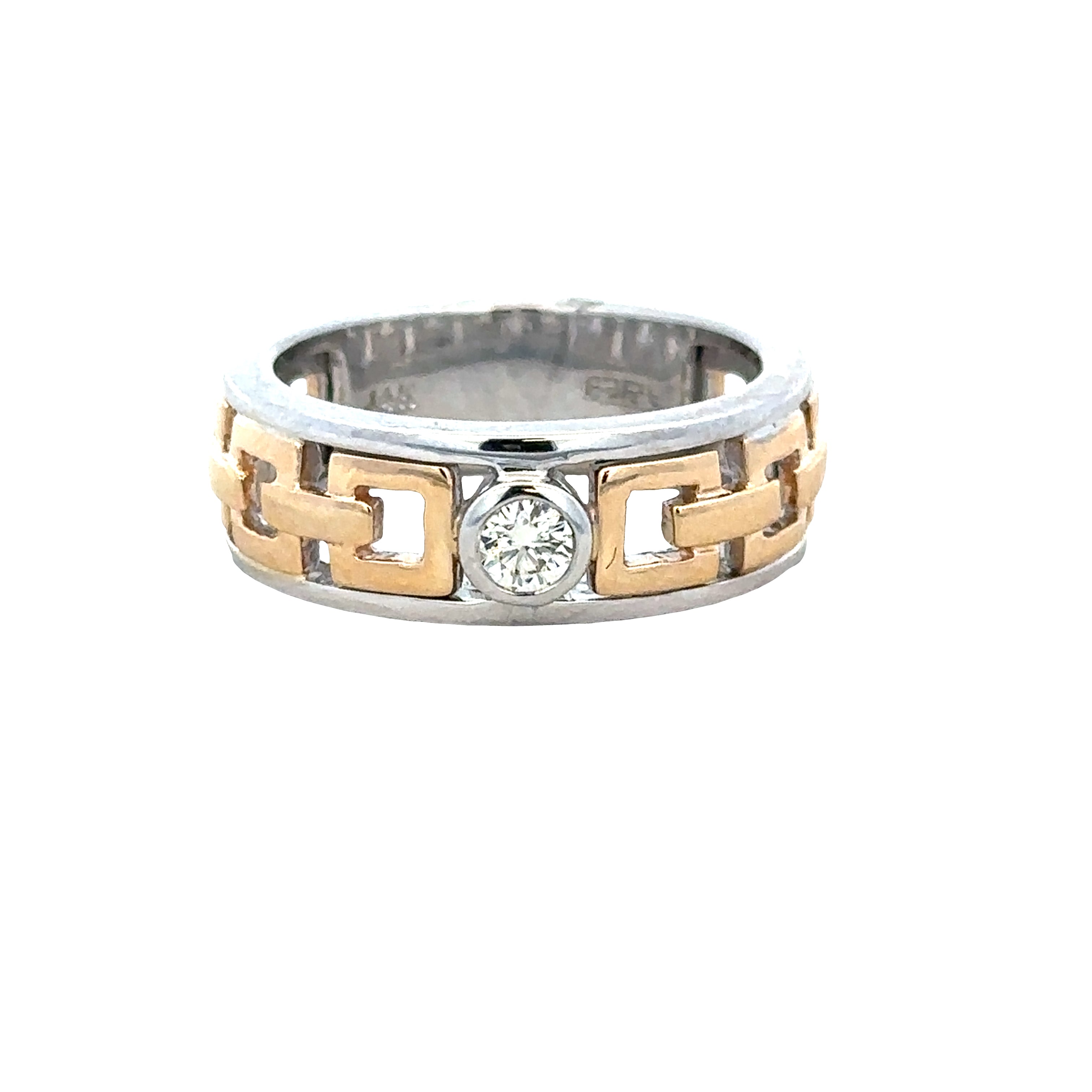 14k Yellow & White Gold Diamond Openwork Band – Size 10