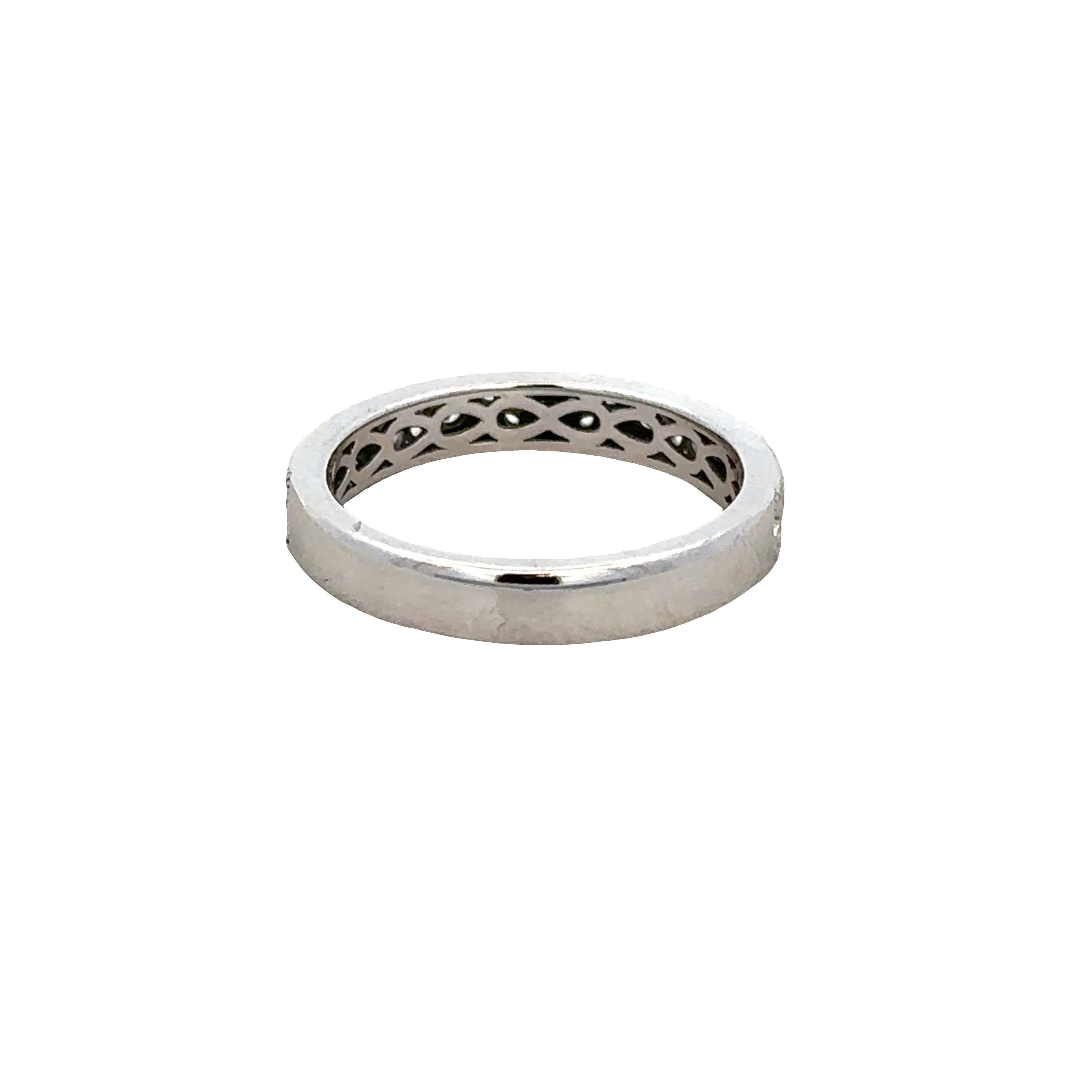 14k White Gold Diamond Filigree Band – Size 6