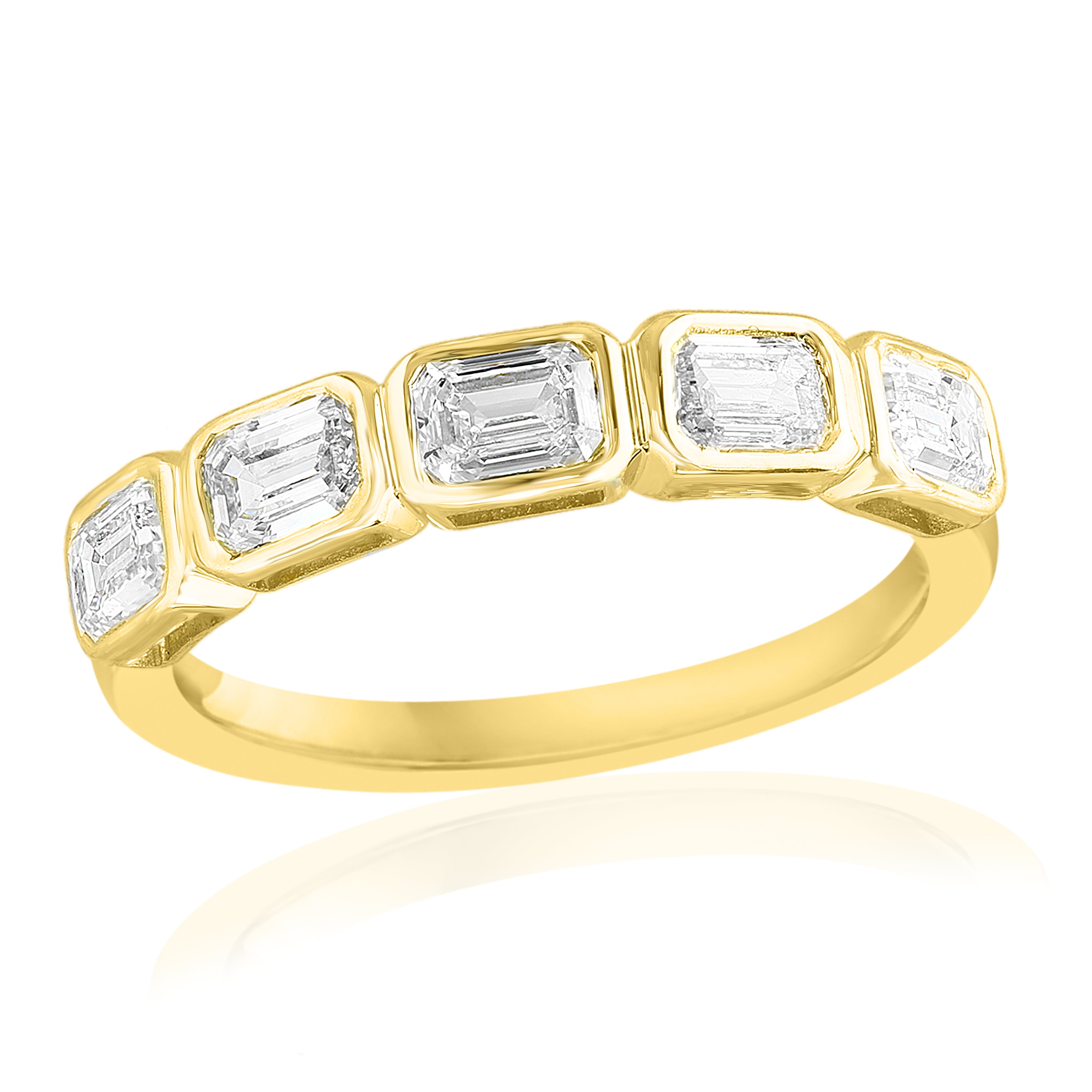 14k Yellow Gold Emerald Cut Diamond Wedding Band – Size 6.5