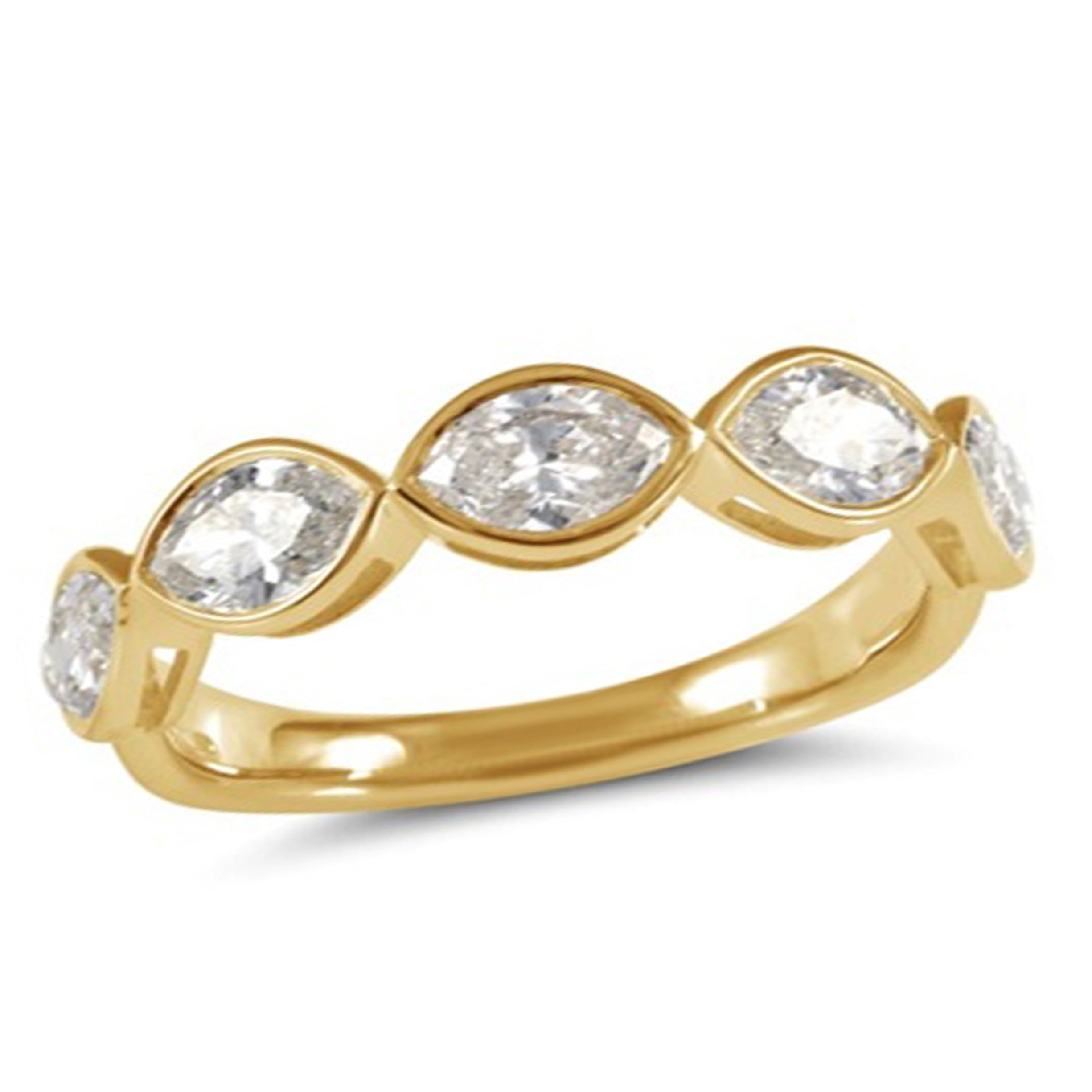 14k Yellow Gold Five Stone Marquise Diamond Band – Size 6.5