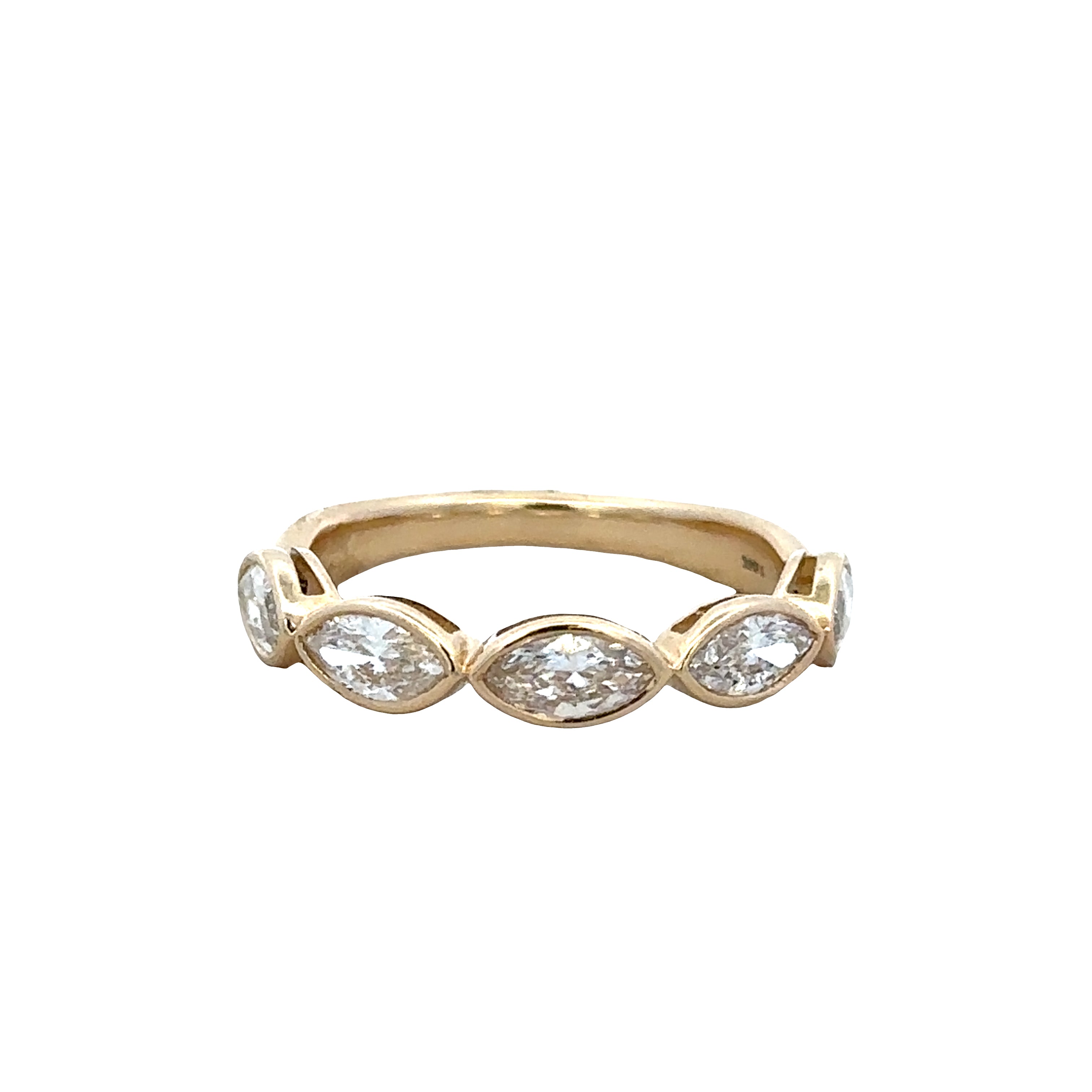 14k Yellow Gold Five Stone Marquise Diamond Band – Size 6.5