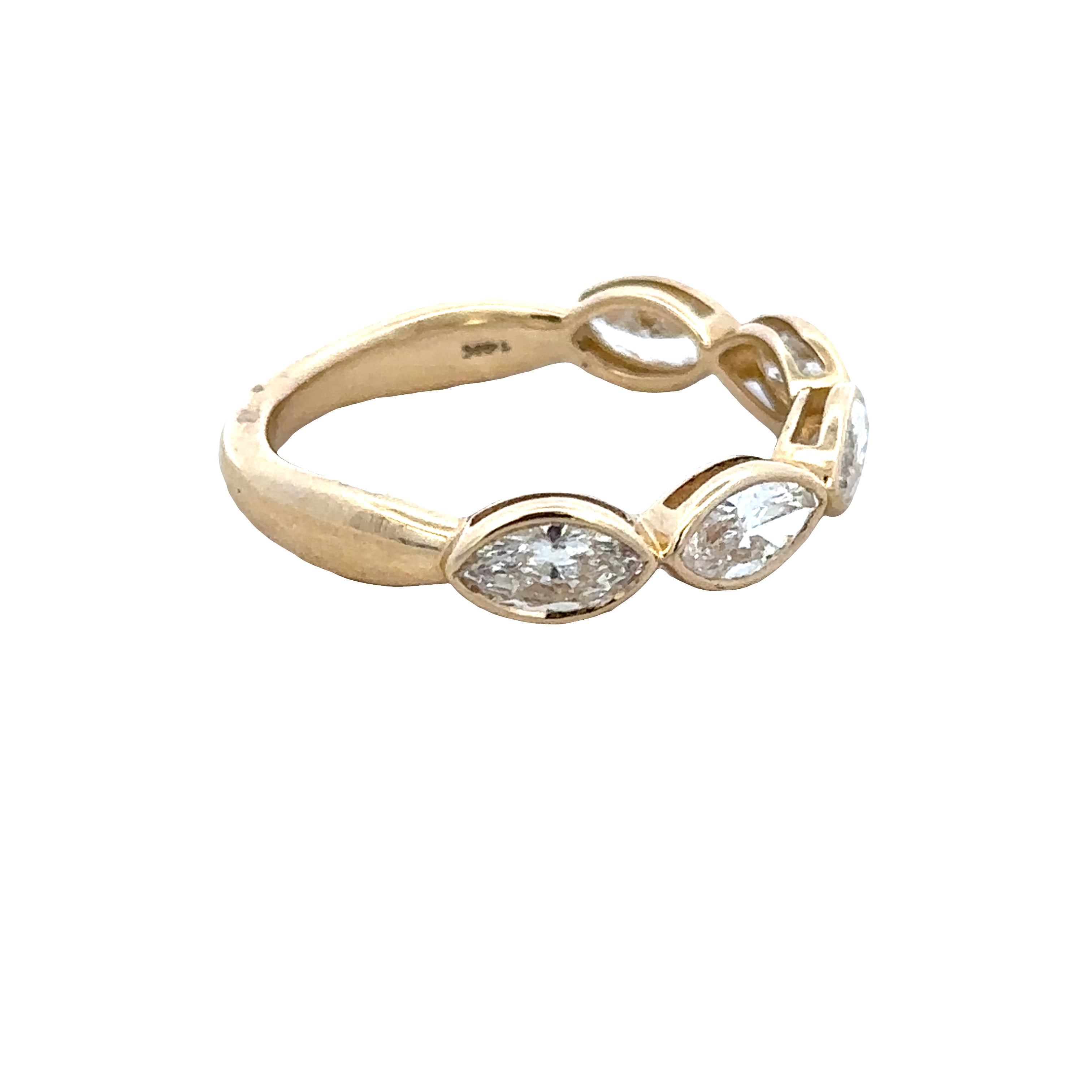 14k Yellow Gold Five Stone Marquise Diamond Band – Size 6.5