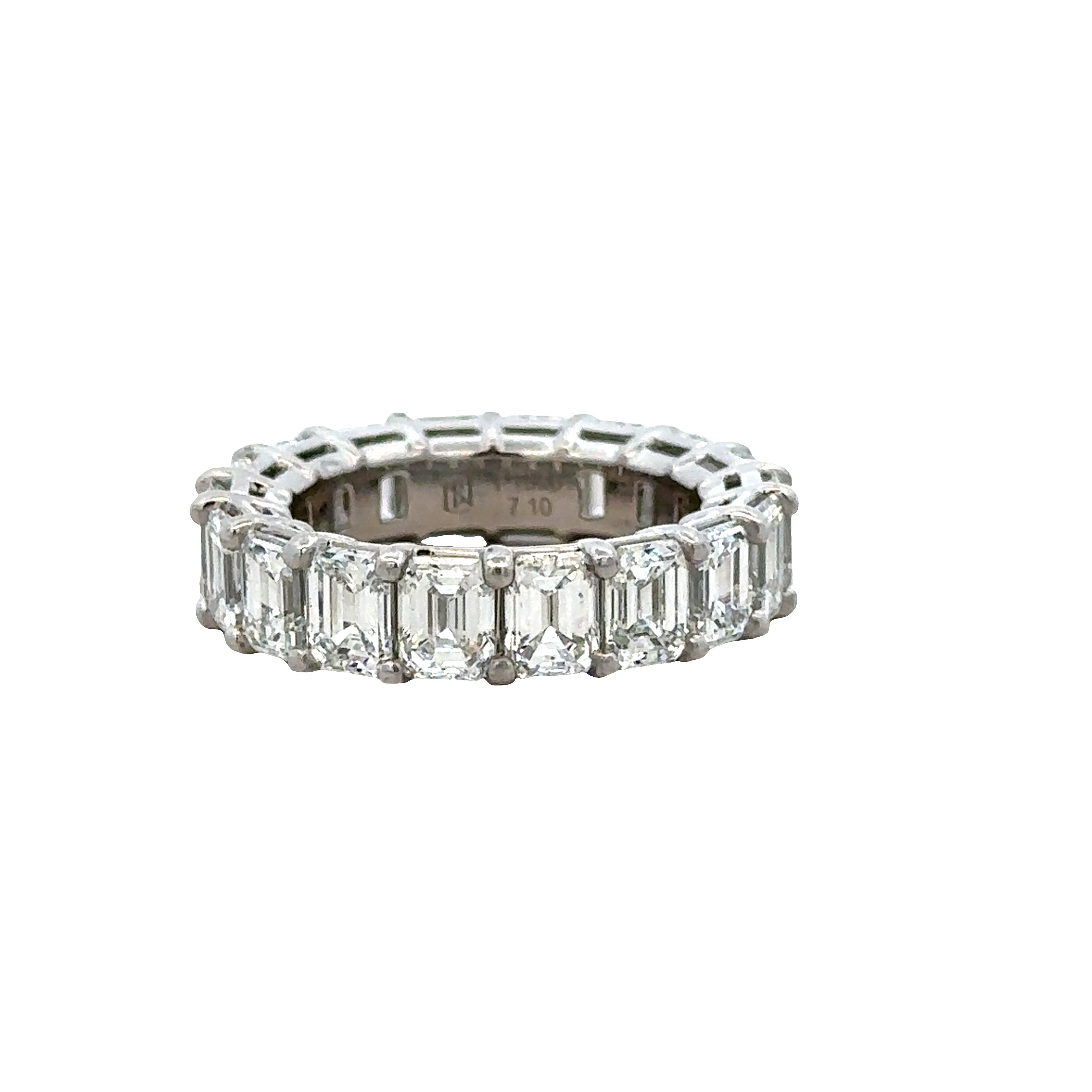 Platinum Emerald Cut Diamond Eternity Band – 7.10 Carats – Size 5.5