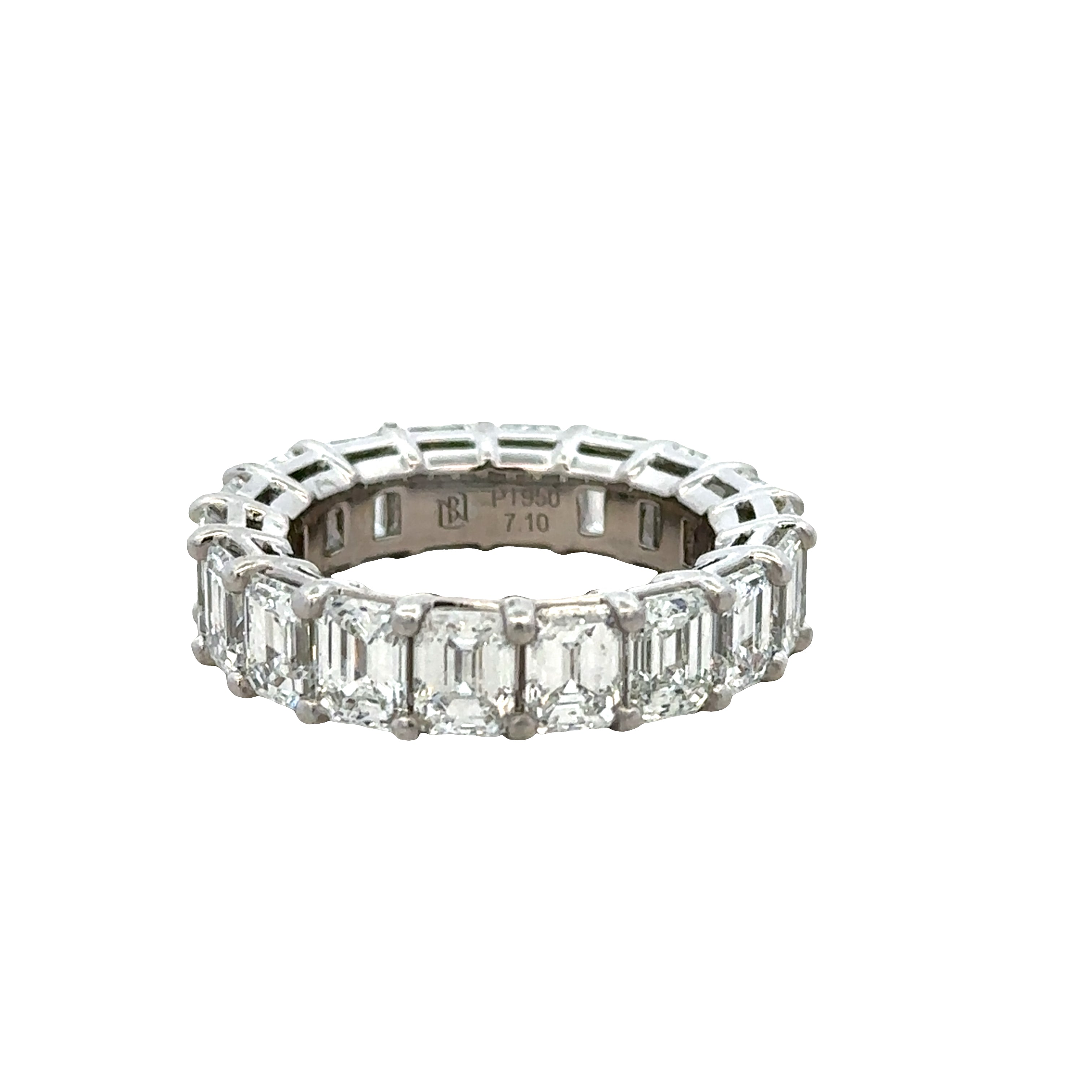 Platinum Emerald Cut Diamond Eternity Band – 7.10 Carats – Size 5.5