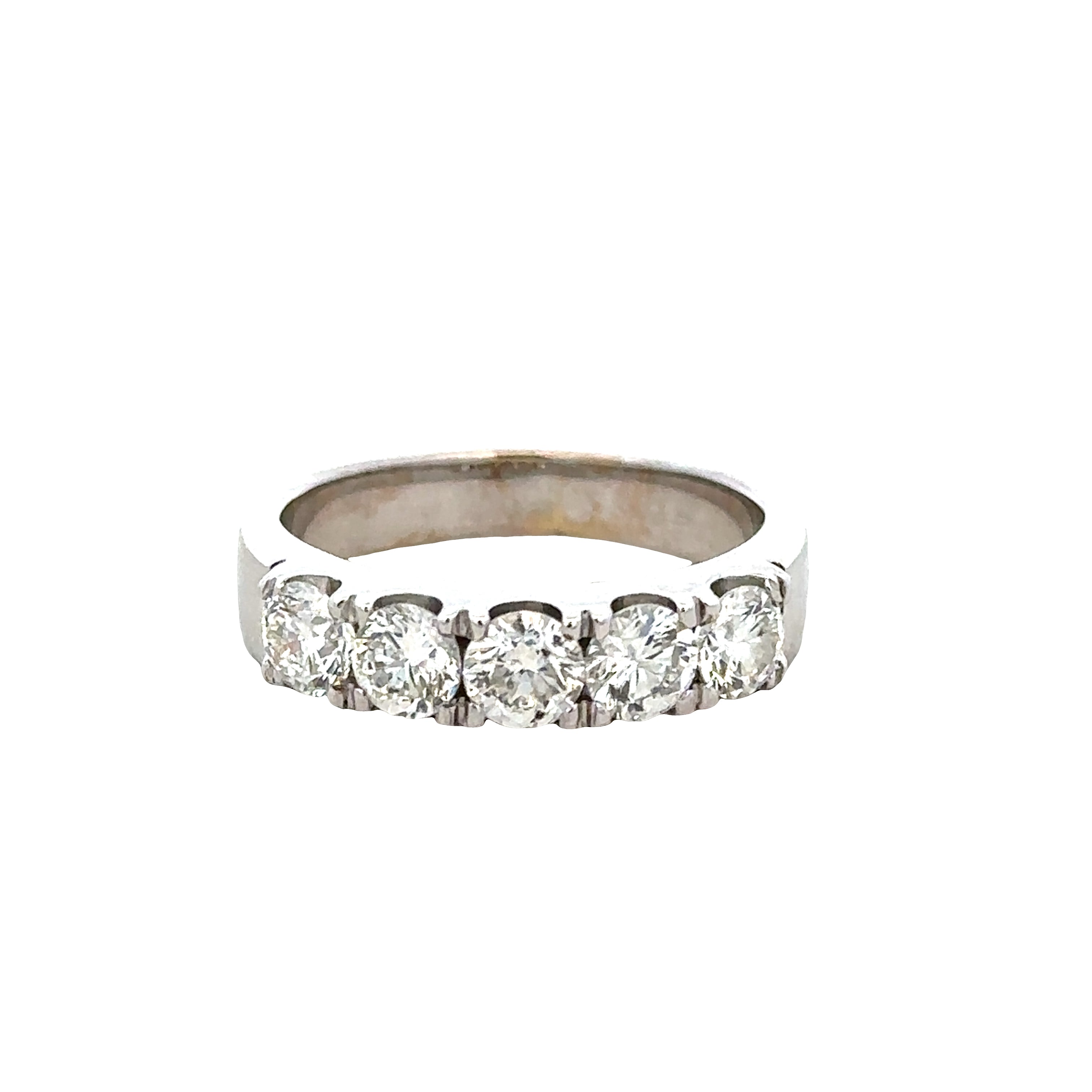 18k White Gold Five-Stone Diamond Band – Size 6