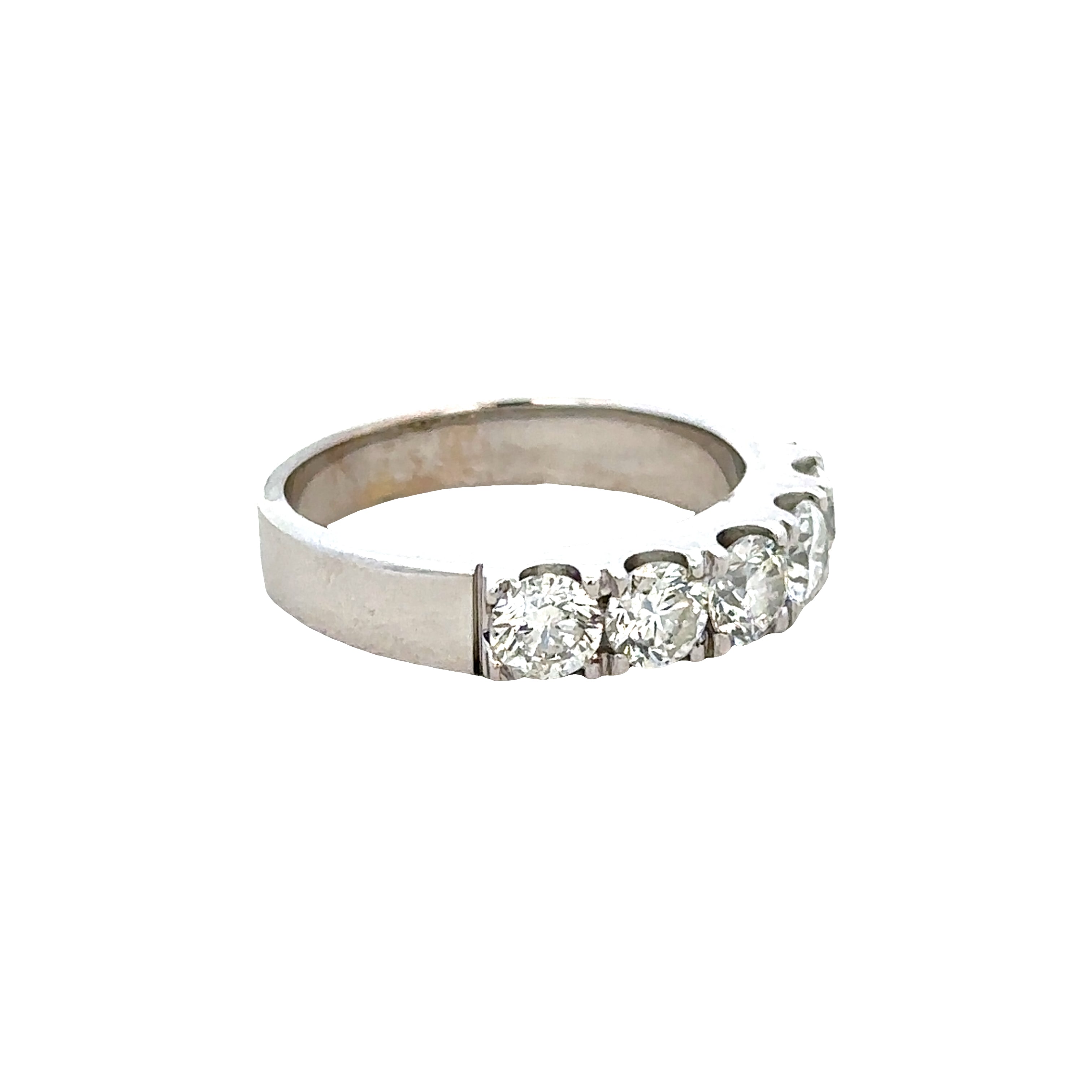 18k White Gold Five-Stone Diamond Band – Size 6