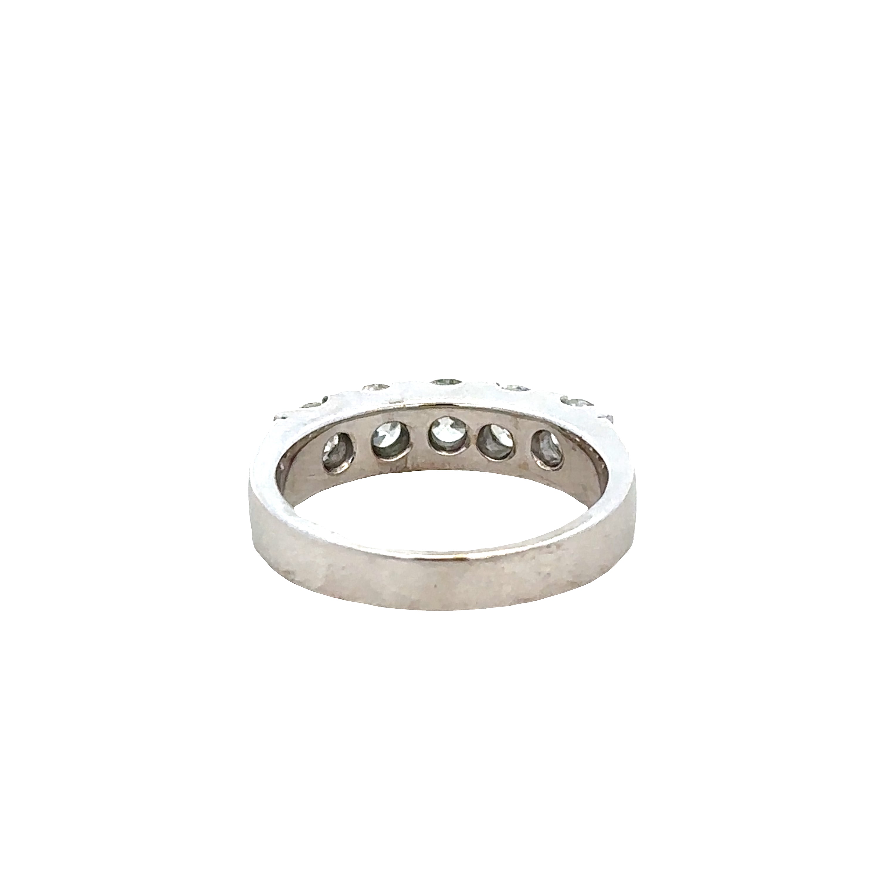 18k White Gold Five-Stone Diamond Band – Size 6