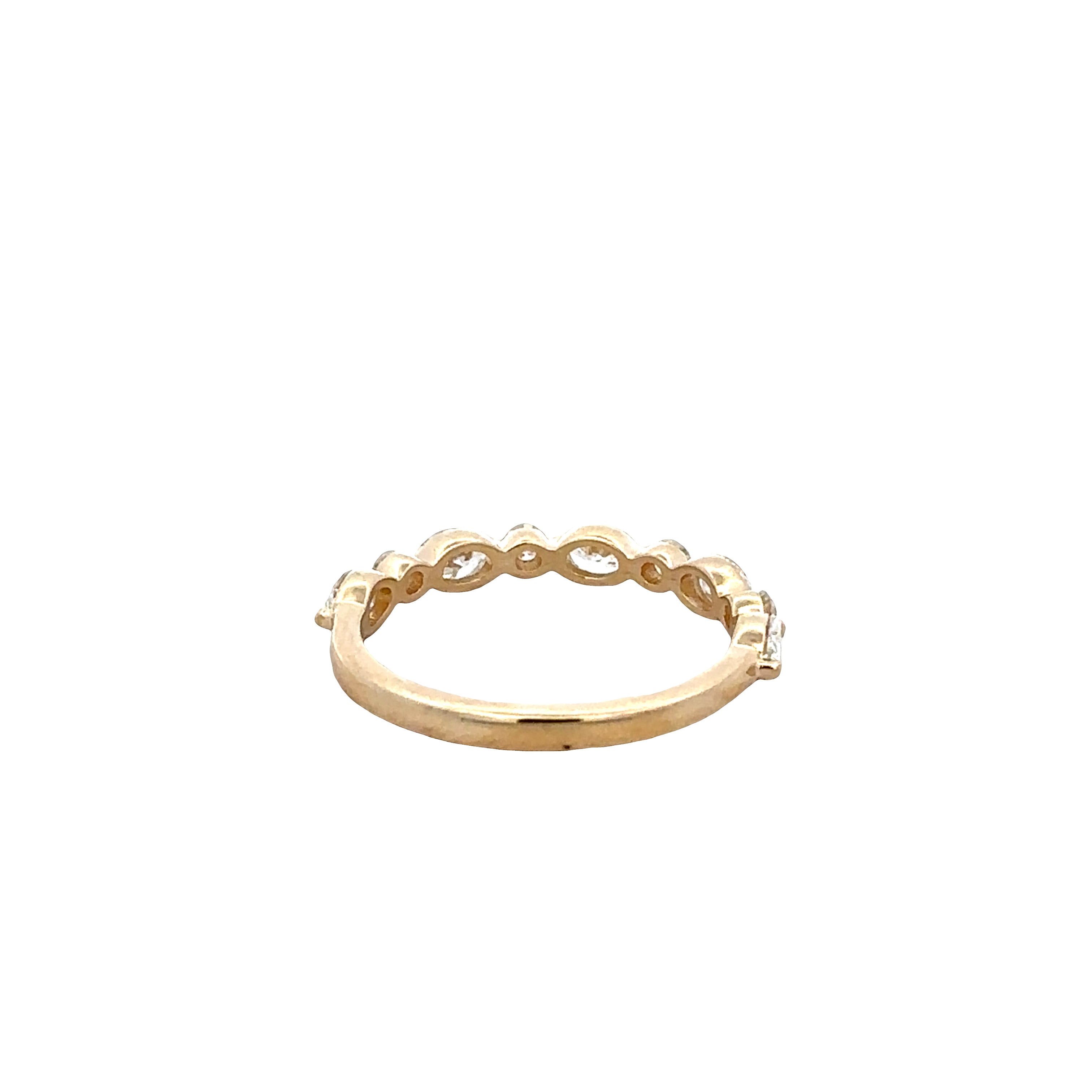 14k Yellow Gold Oval & Diamond Wedding Band – Size 6.5
