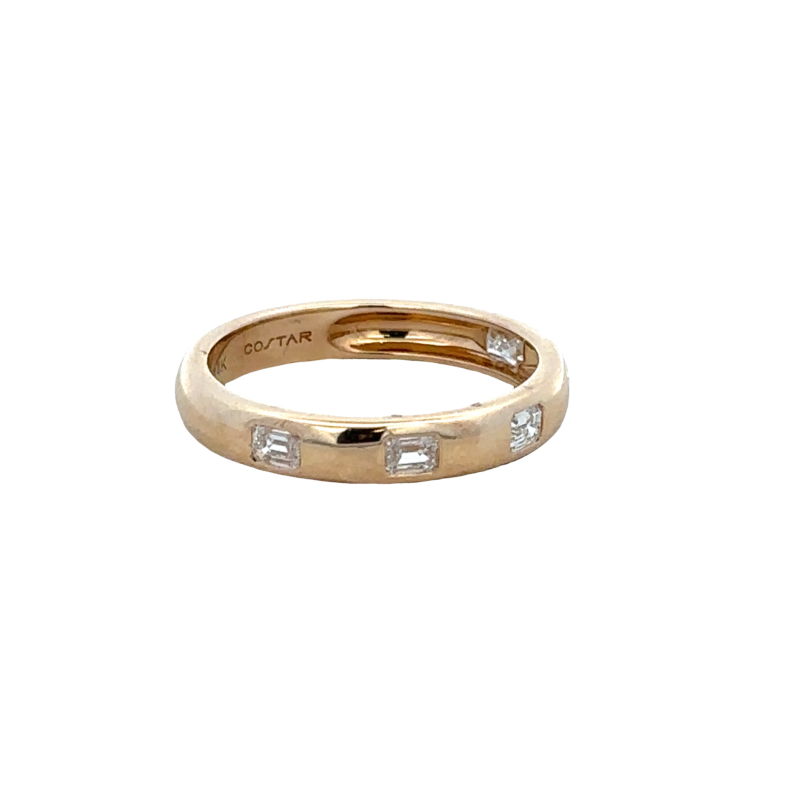 14k Yellow Gold Five-Stone Emerald Cut Diamond Band – Size 6