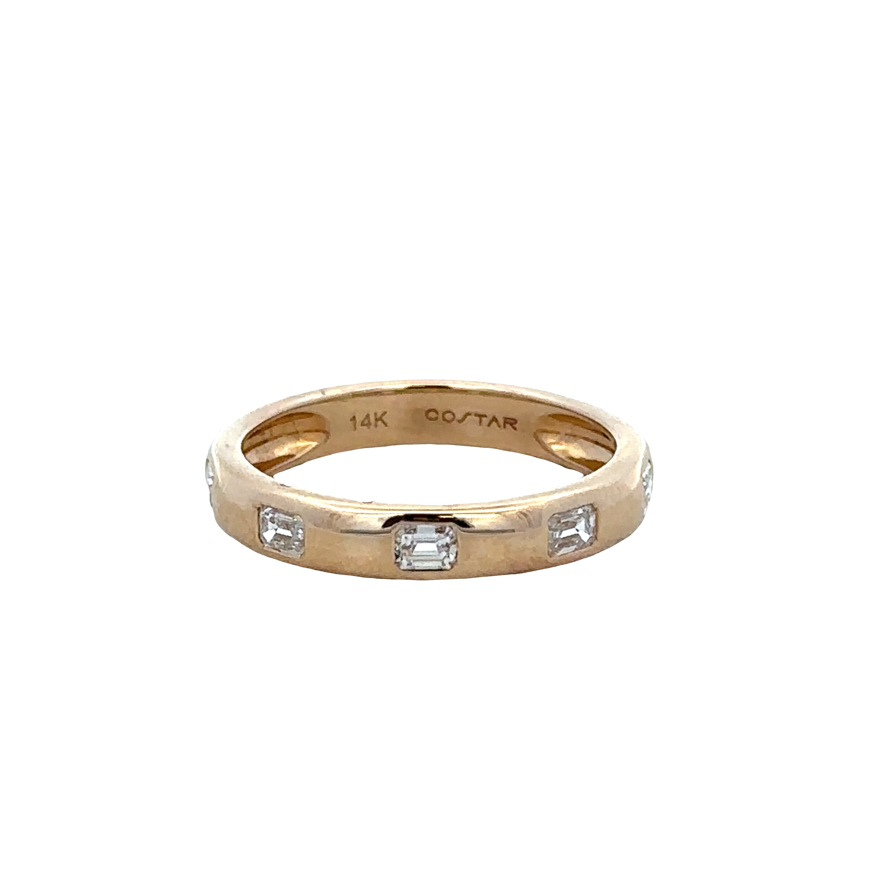14k Yellow Gold Five-Stone Emerald Cut Diamond Band – Size 6
