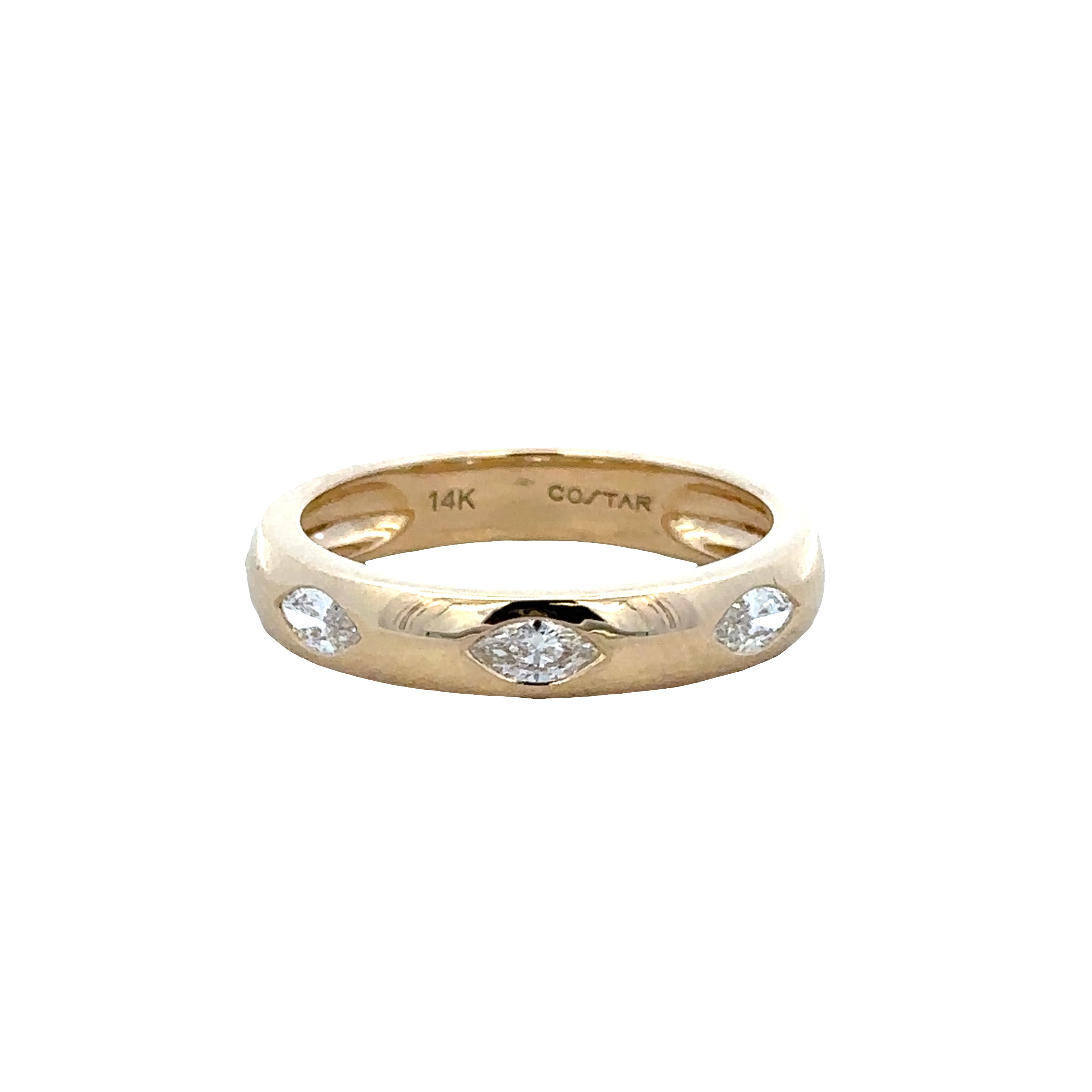 14k Yellow Gold Five-Stone Marquise Diamond Band – Size 6