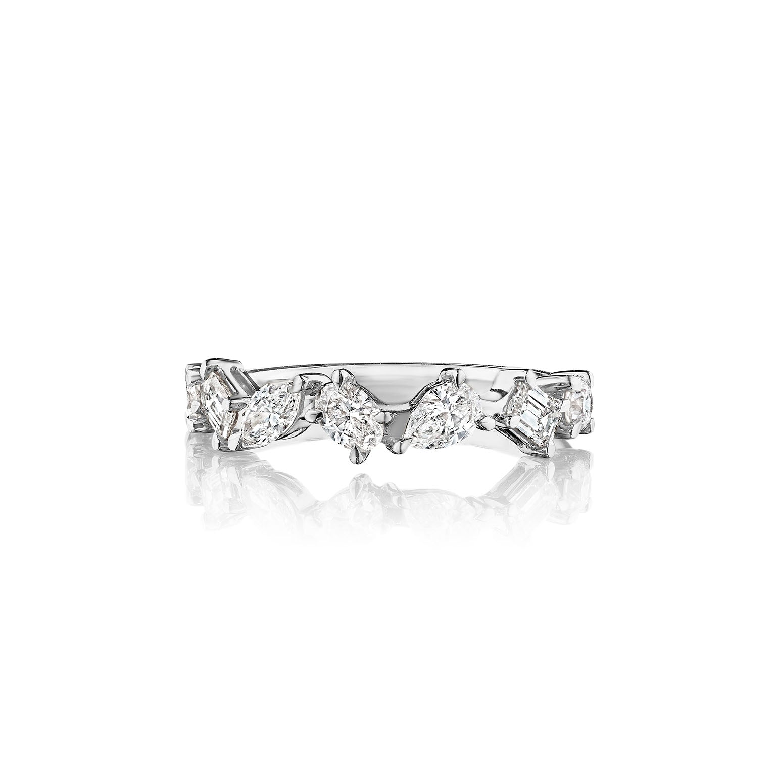 14k White Gold 0.84 CTW Multi-Shape Diamond Band – Size 6.5
