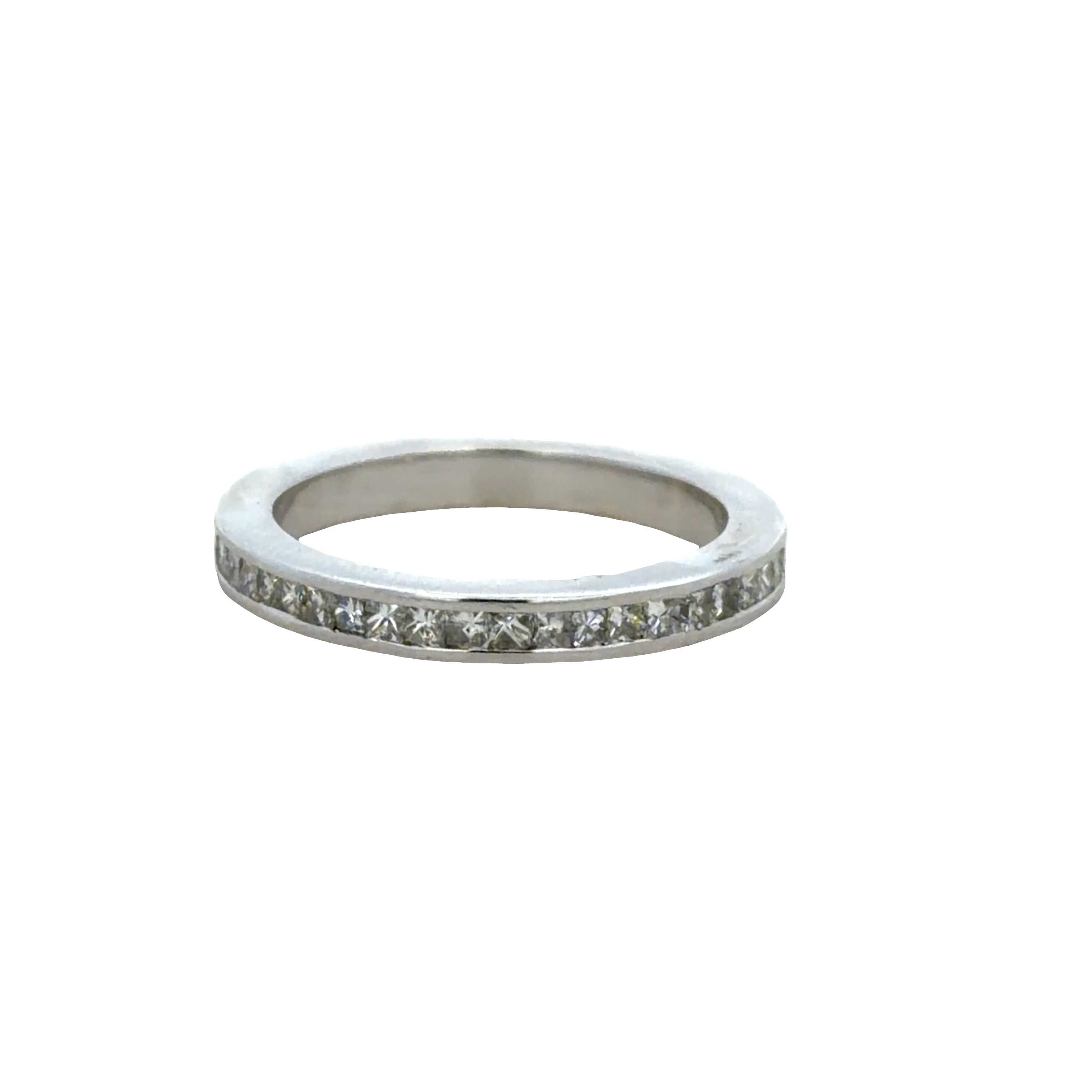 14k White Gold 1.38 CT Princess Cut Diamond Eternity Band – Size 6