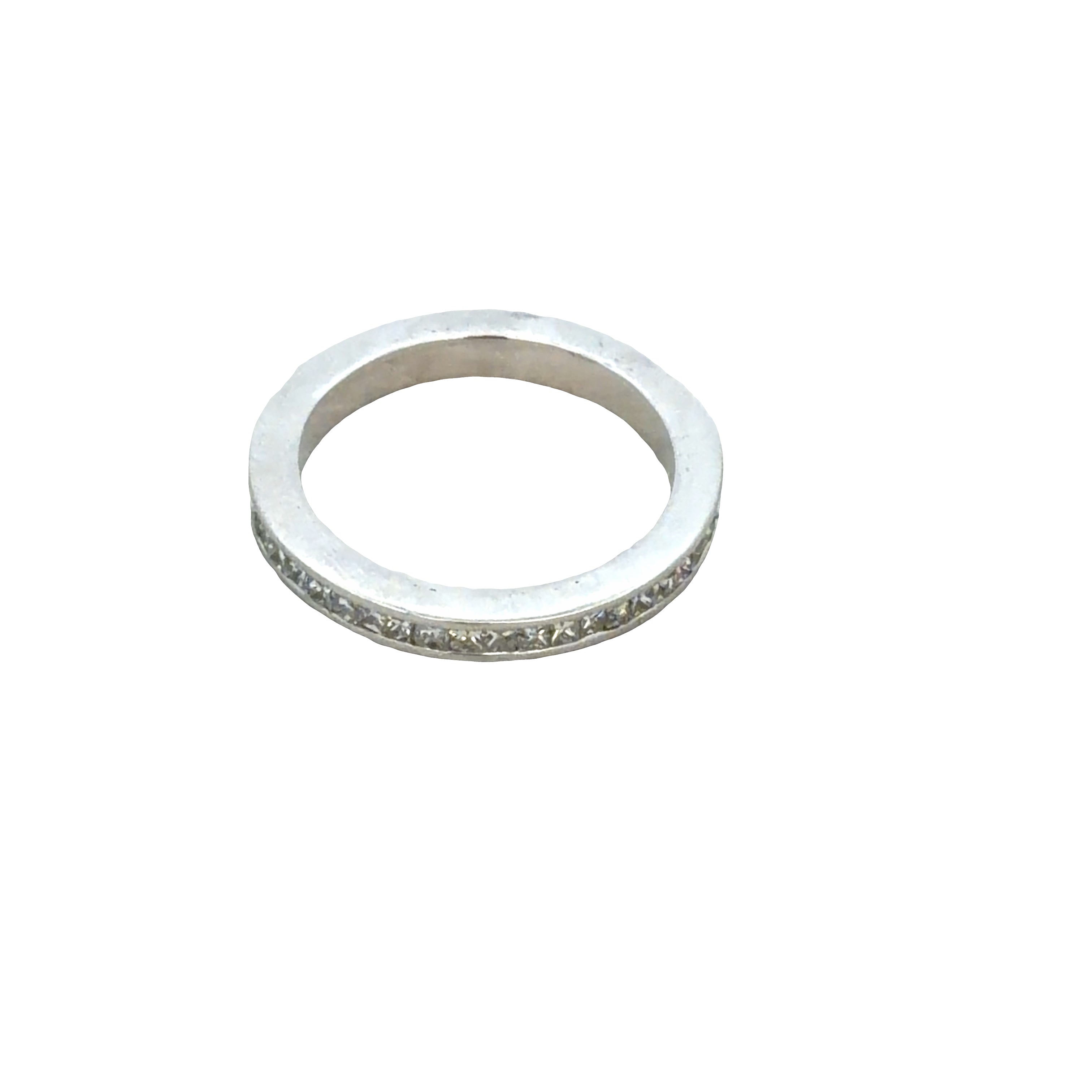 14k White Gold 1.38 CT Princess Cut Diamond Eternity Band – Size 6