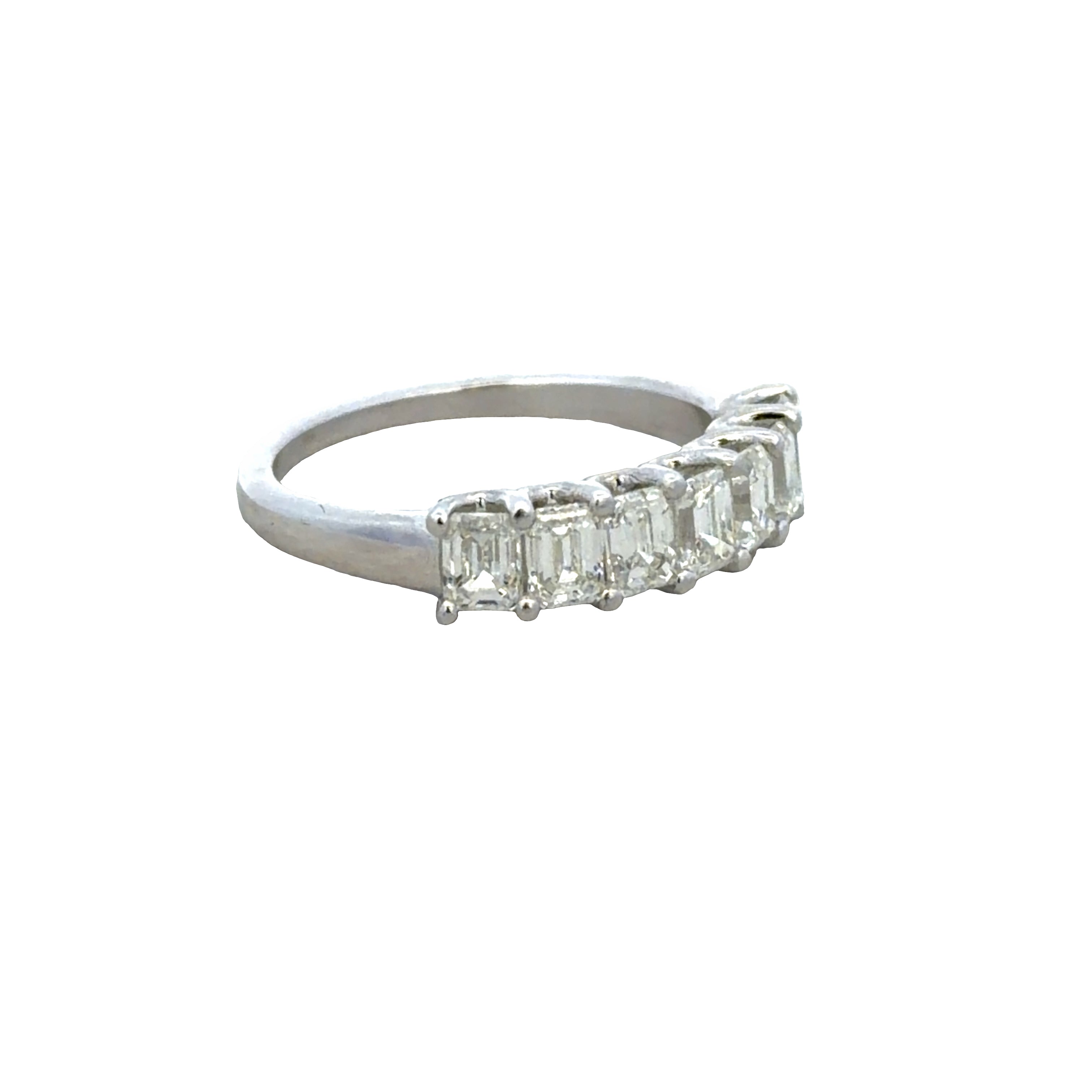 14k White Gold 1.19 CT Emerald Cut Diamond Wedding Band – Size 6.25