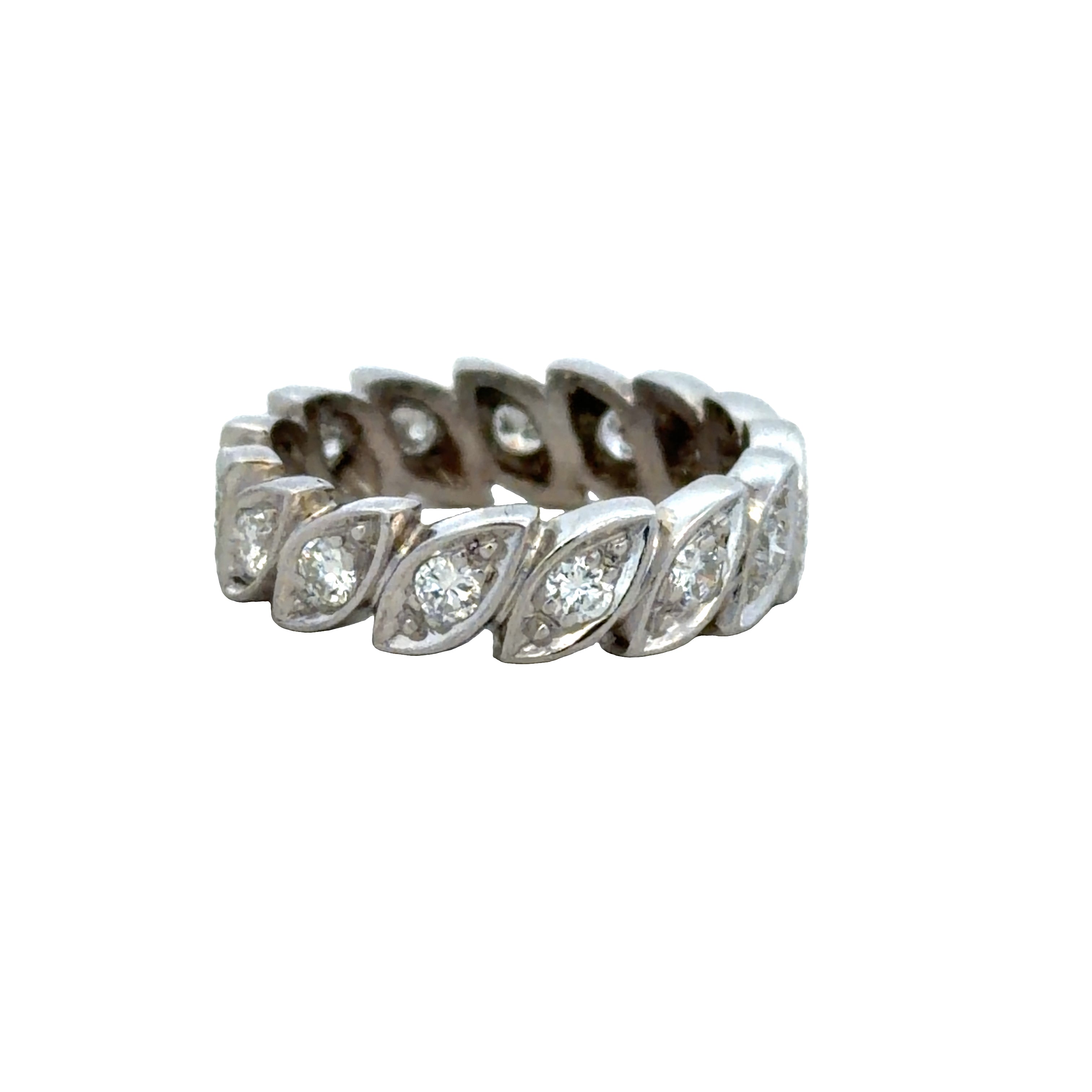 Platinum 0.90 CT Diamond Navette Motif Eternity Band – Size 6