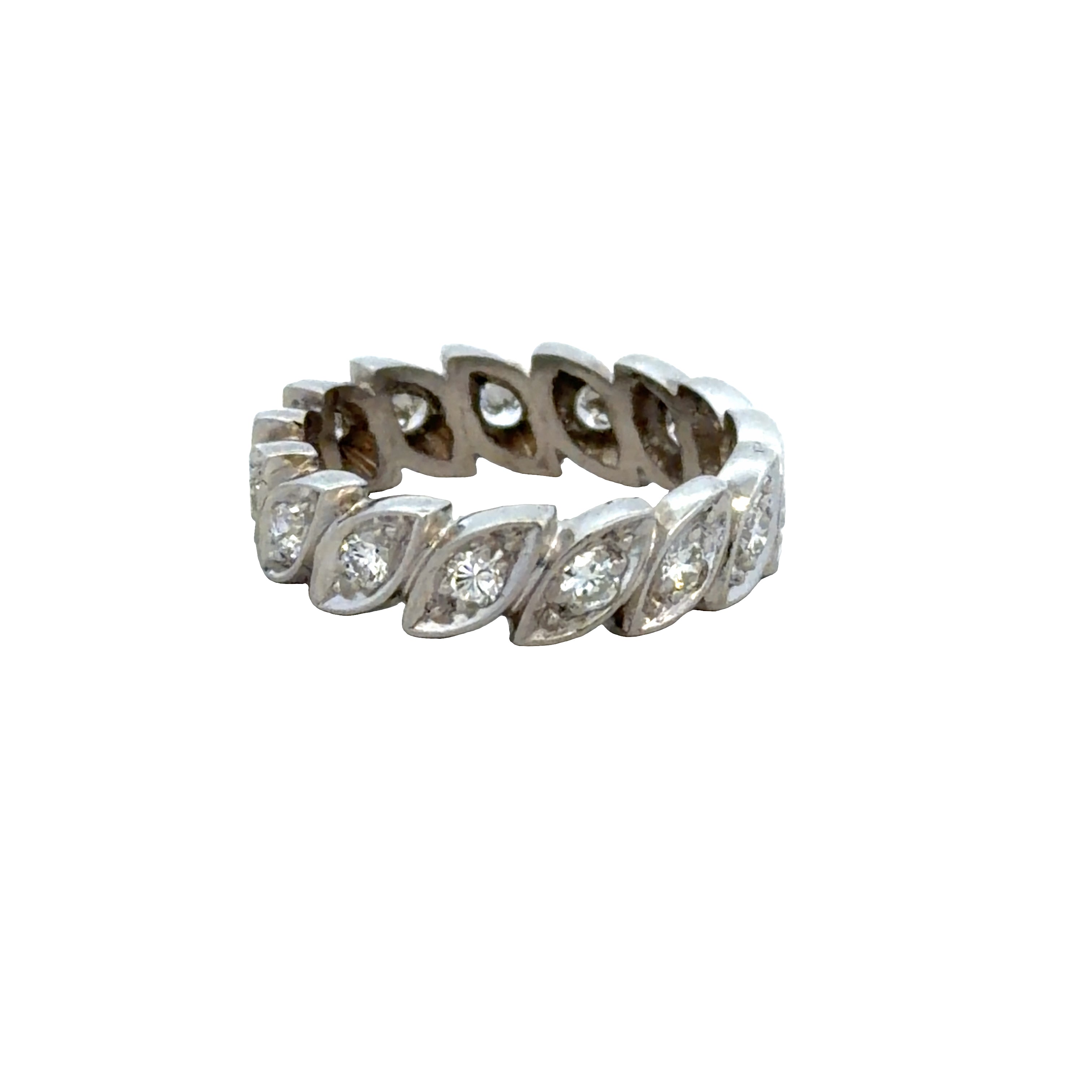 Platinum 0.90 CT Diamond Navette Motif Eternity Band – Size 6