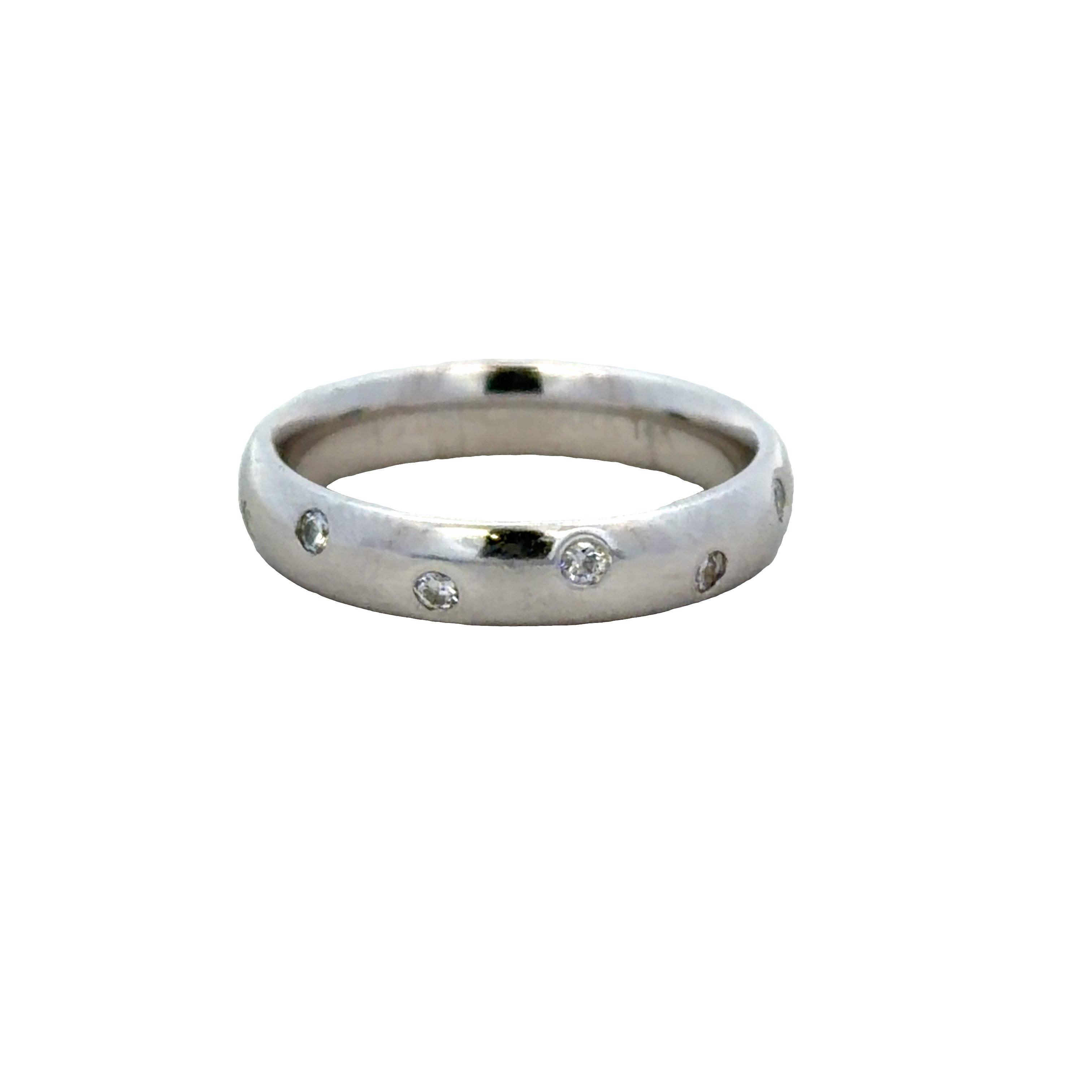 14k White Gold Flush Set Diamond Band – Size 5.75
