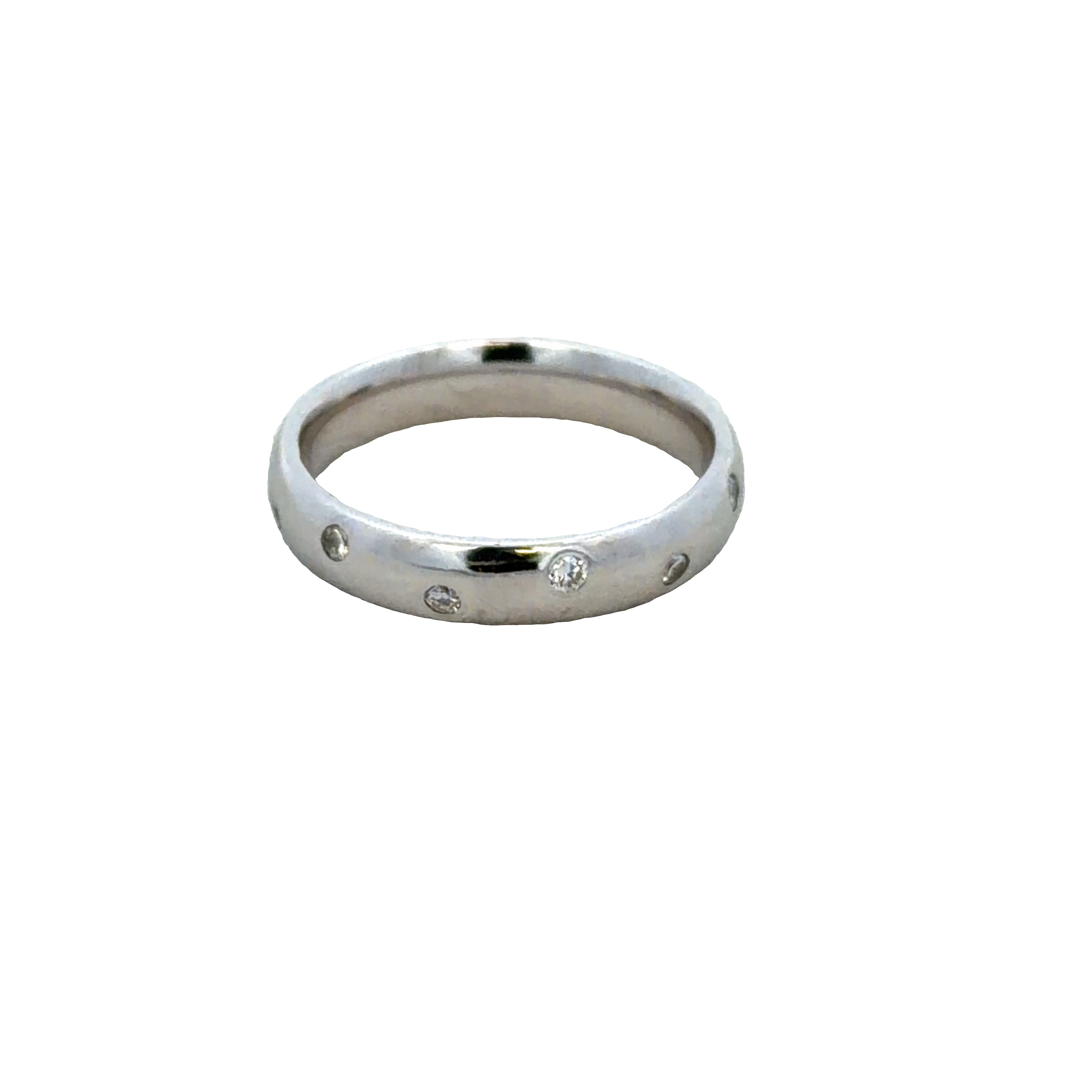 14k White Gold Flush Set Diamond Band – Size 5.75