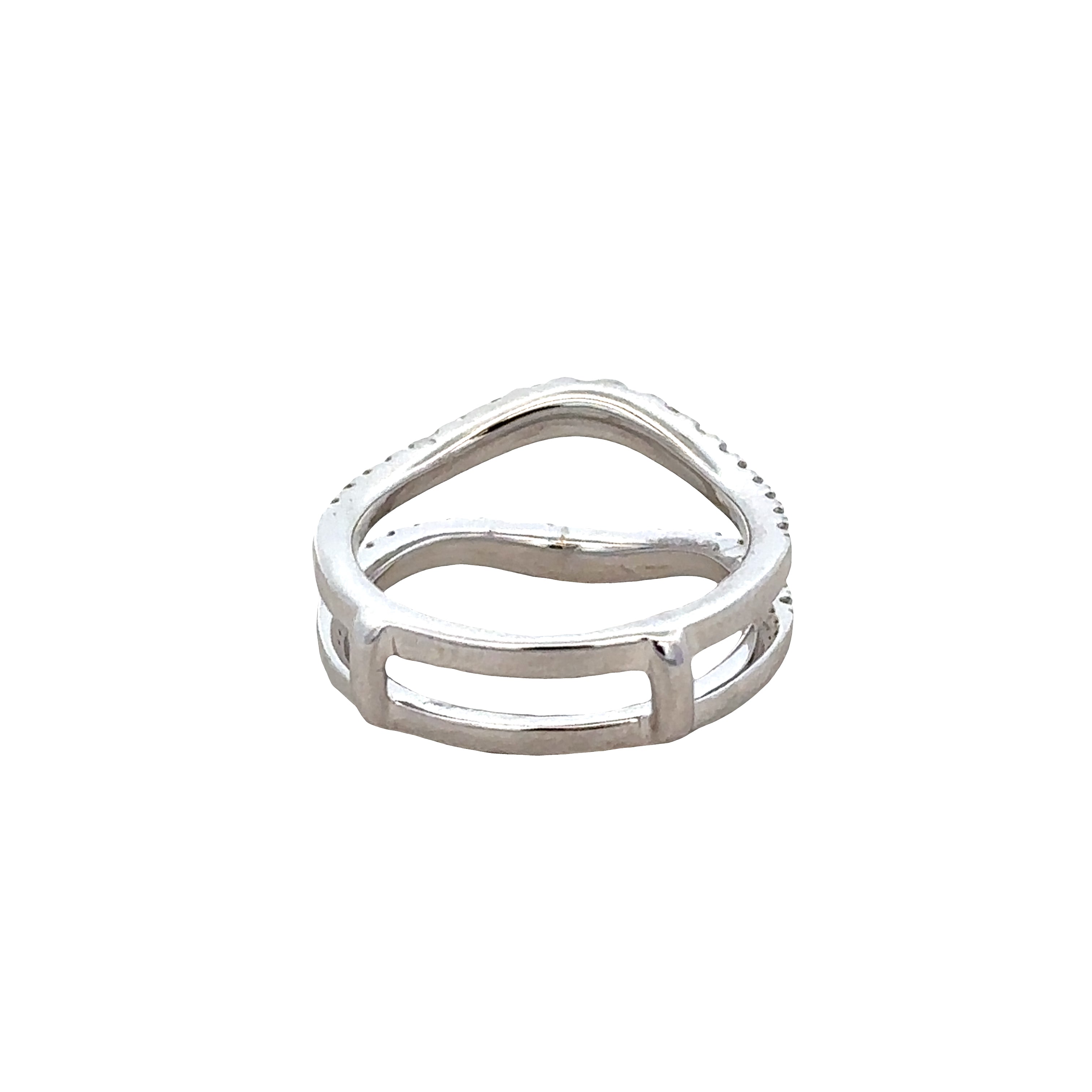 14k White Gold Contoured Diamond Ring Guard / Insert – Size 6.5