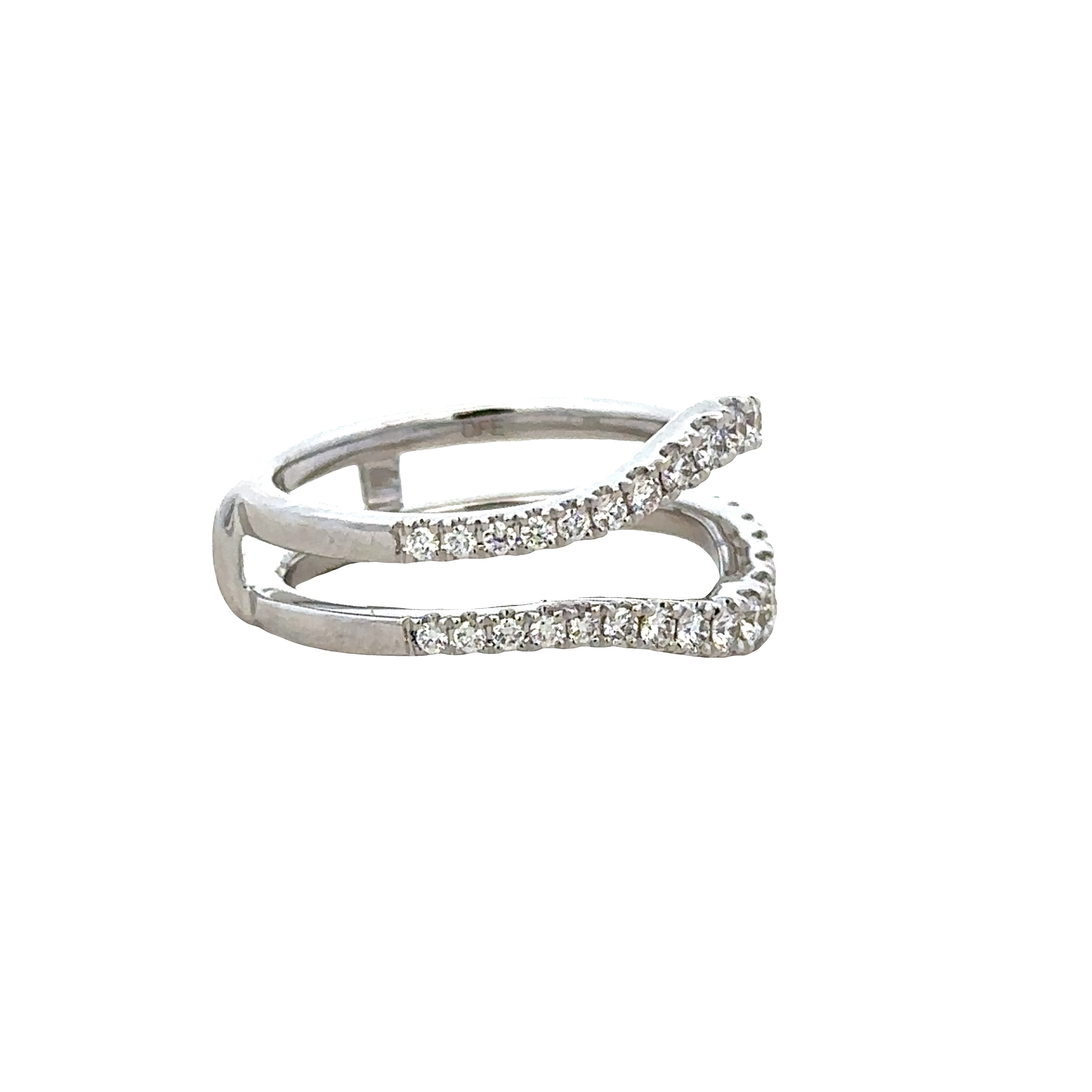 14k White Gold Contoured Diamond Ring Guard / Insert – Size 6.5