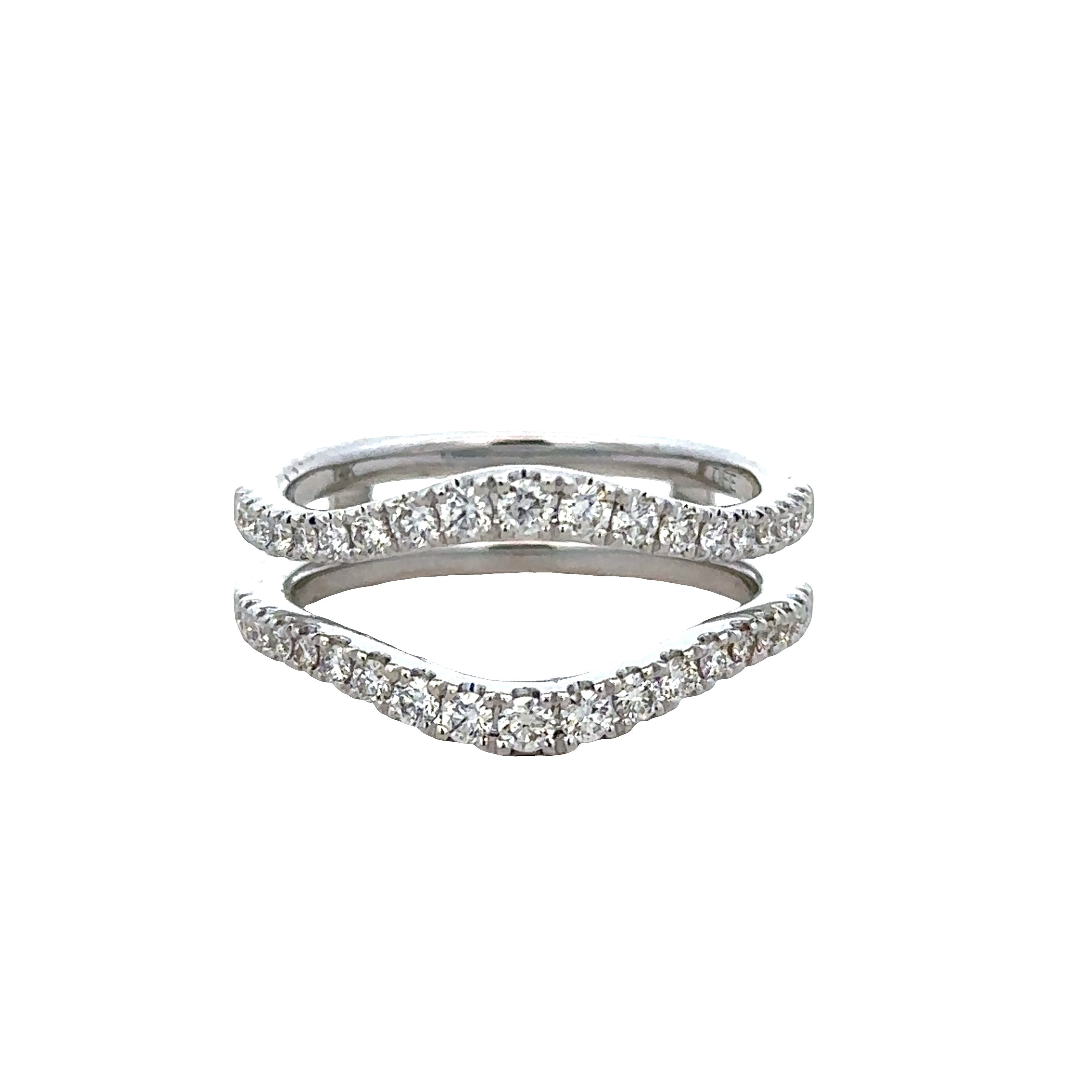 14k White Gold Contoured Diamond Ring Guard / Insert – Size 6.5