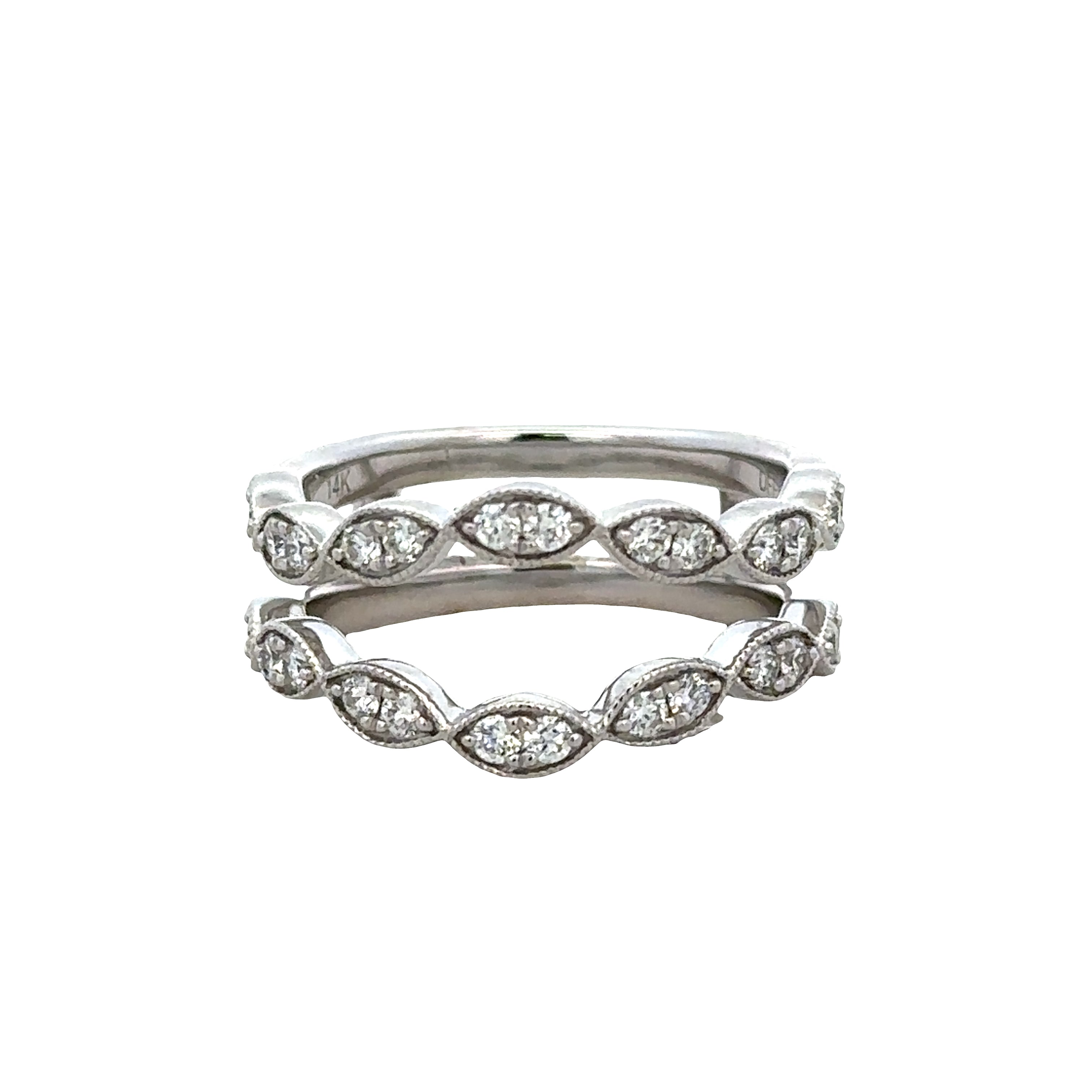 14k White Gold Diamond Ring Guard / Insert – Size 6.5