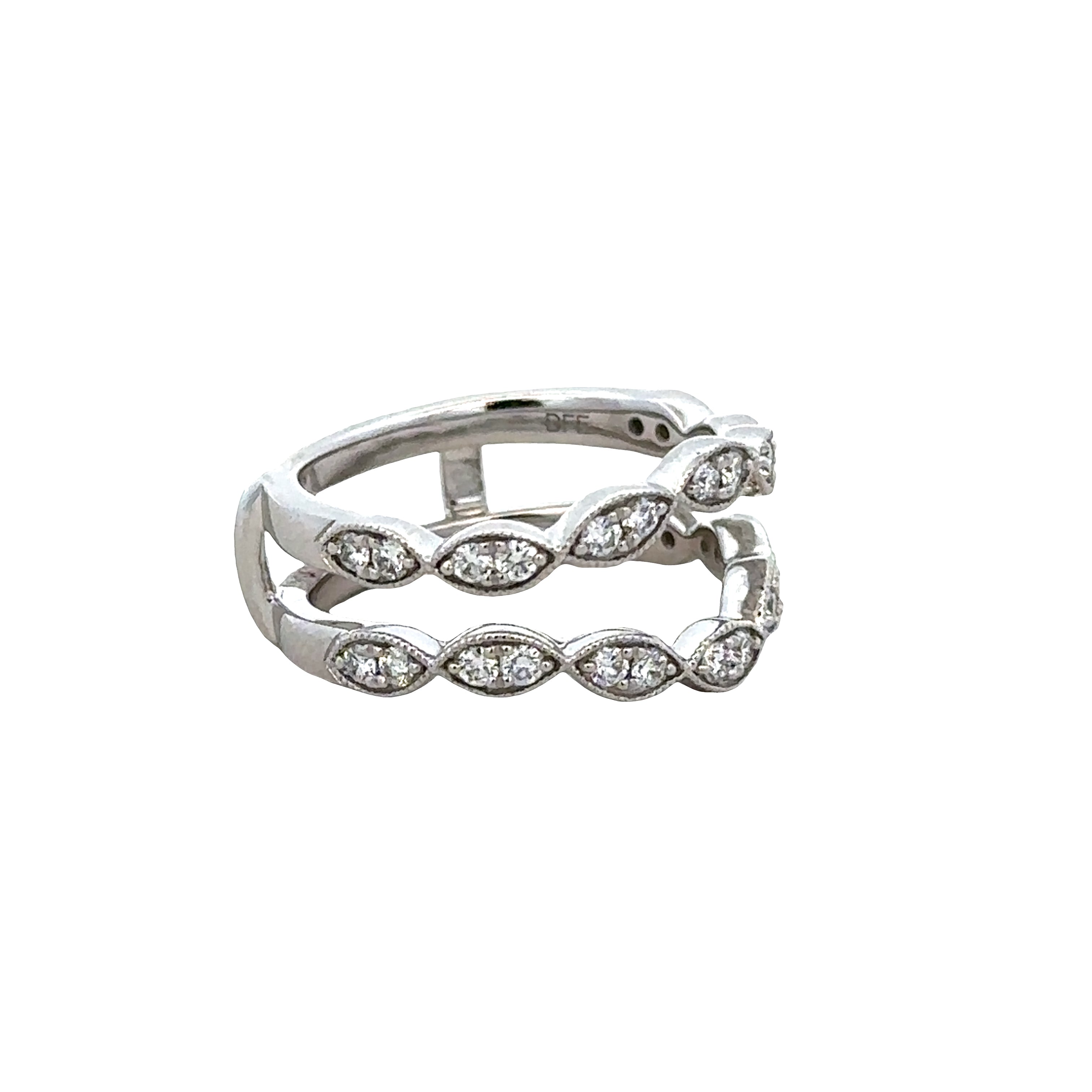 14k White Gold Diamond Ring Guard / Insert – Size 6.5