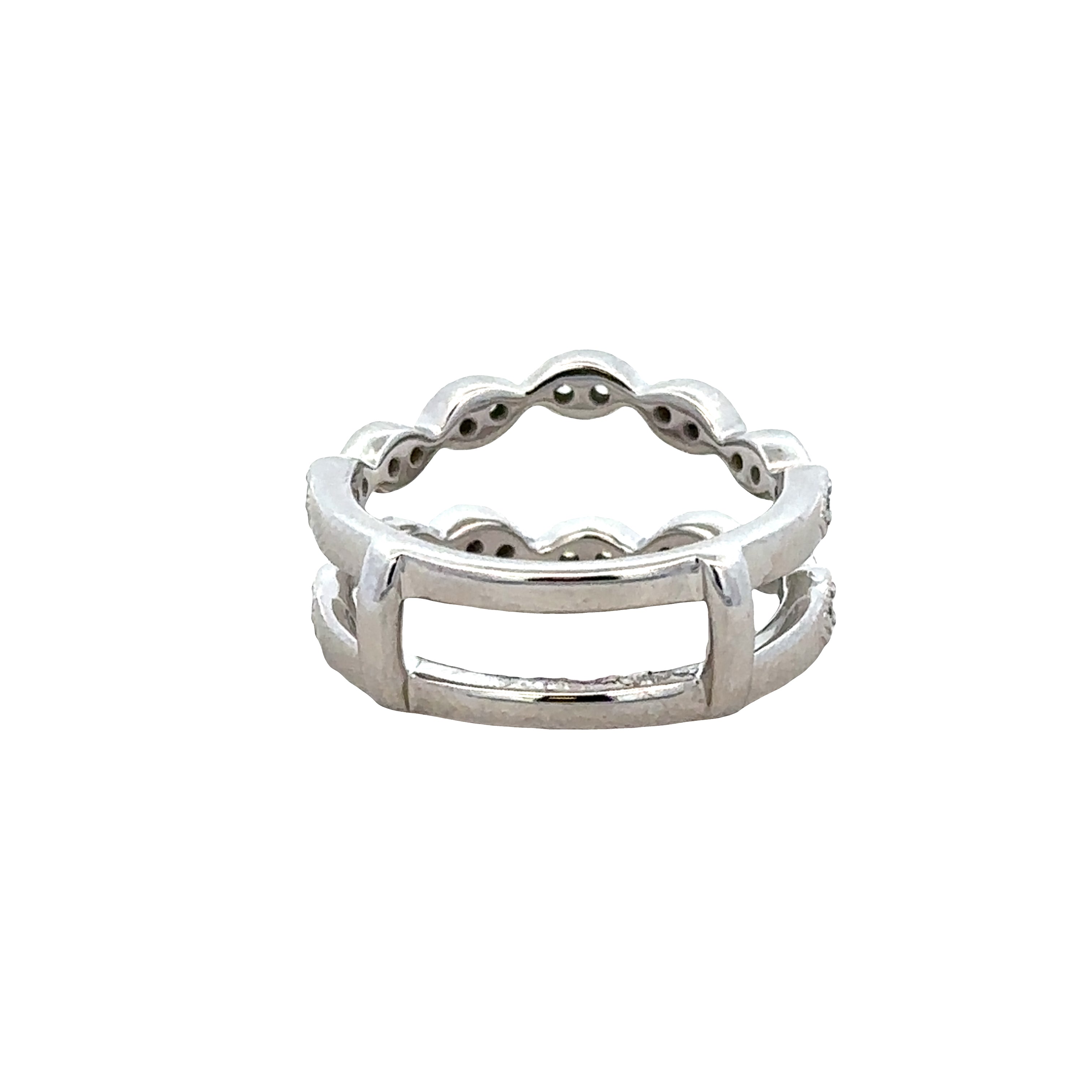 14k White Gold Diamond Ring Guard / Insert – Size 6.5